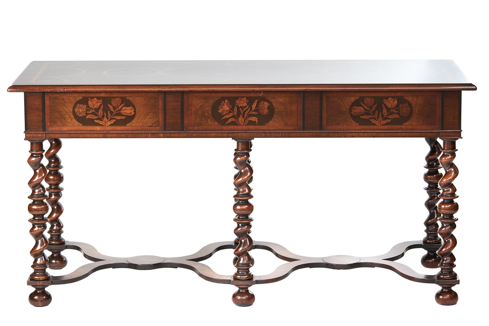 English Fine William & Mary Revival Walnut & Marquetry Centre Table For Sale