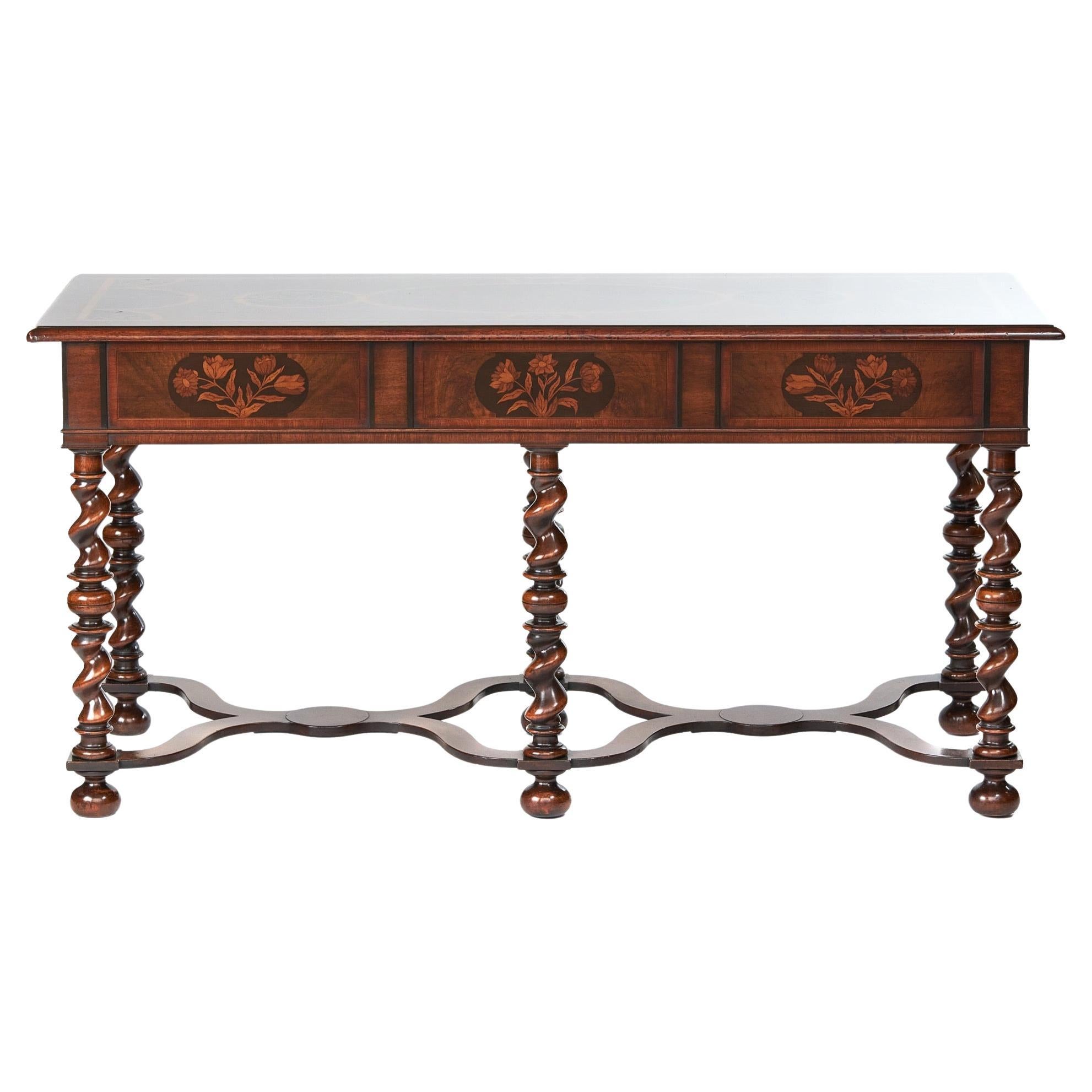 Fine William & Mary Revival Walnut & Marquetry Centre Table