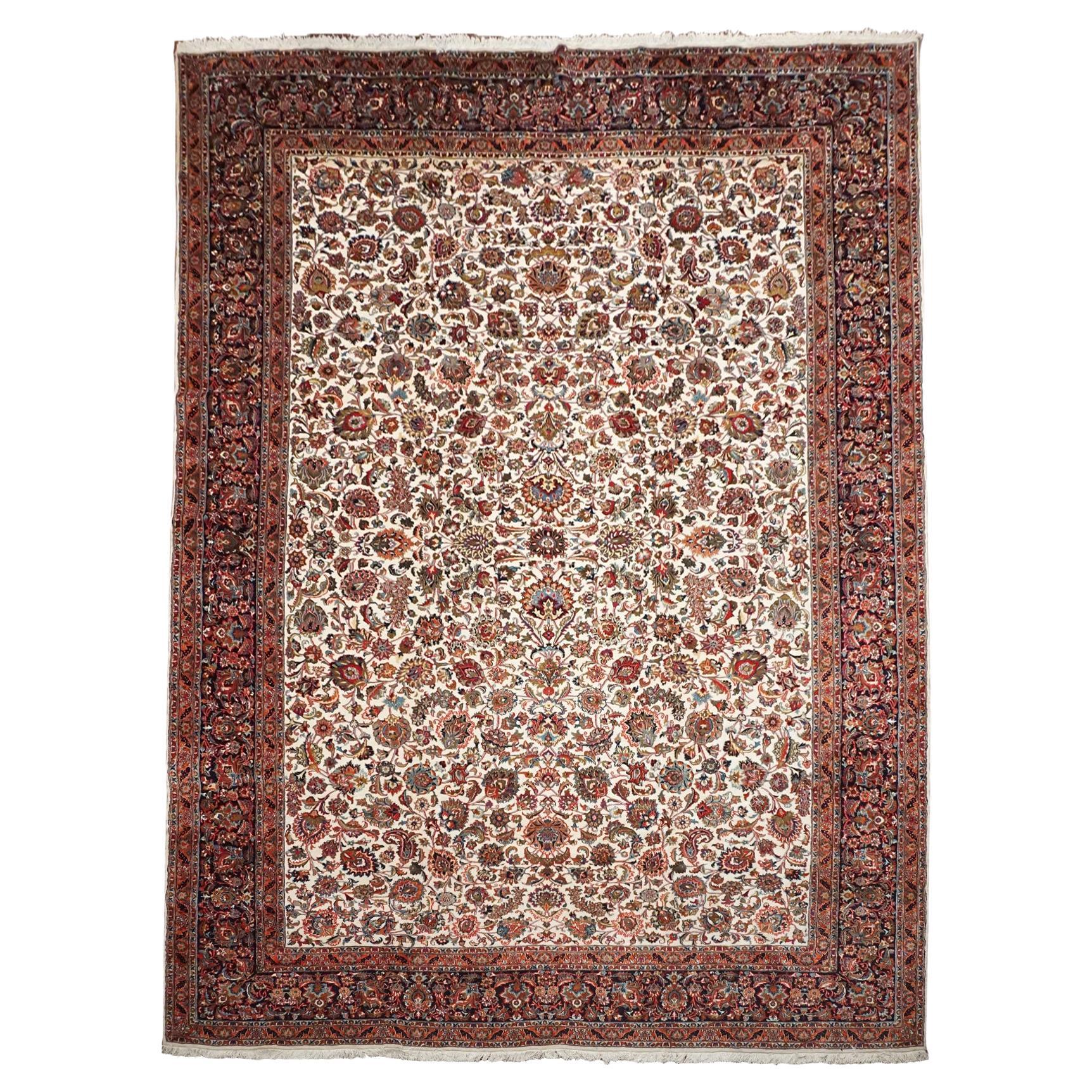 Exceptional Large 1950s Tabriz Hand Knotted Fine Silk and Wool Carpet For  Sale at 1stDibs