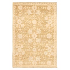 Tappeto Oushak persiano annodato a mano in lana pregiata, Neutro, 4' x 6'