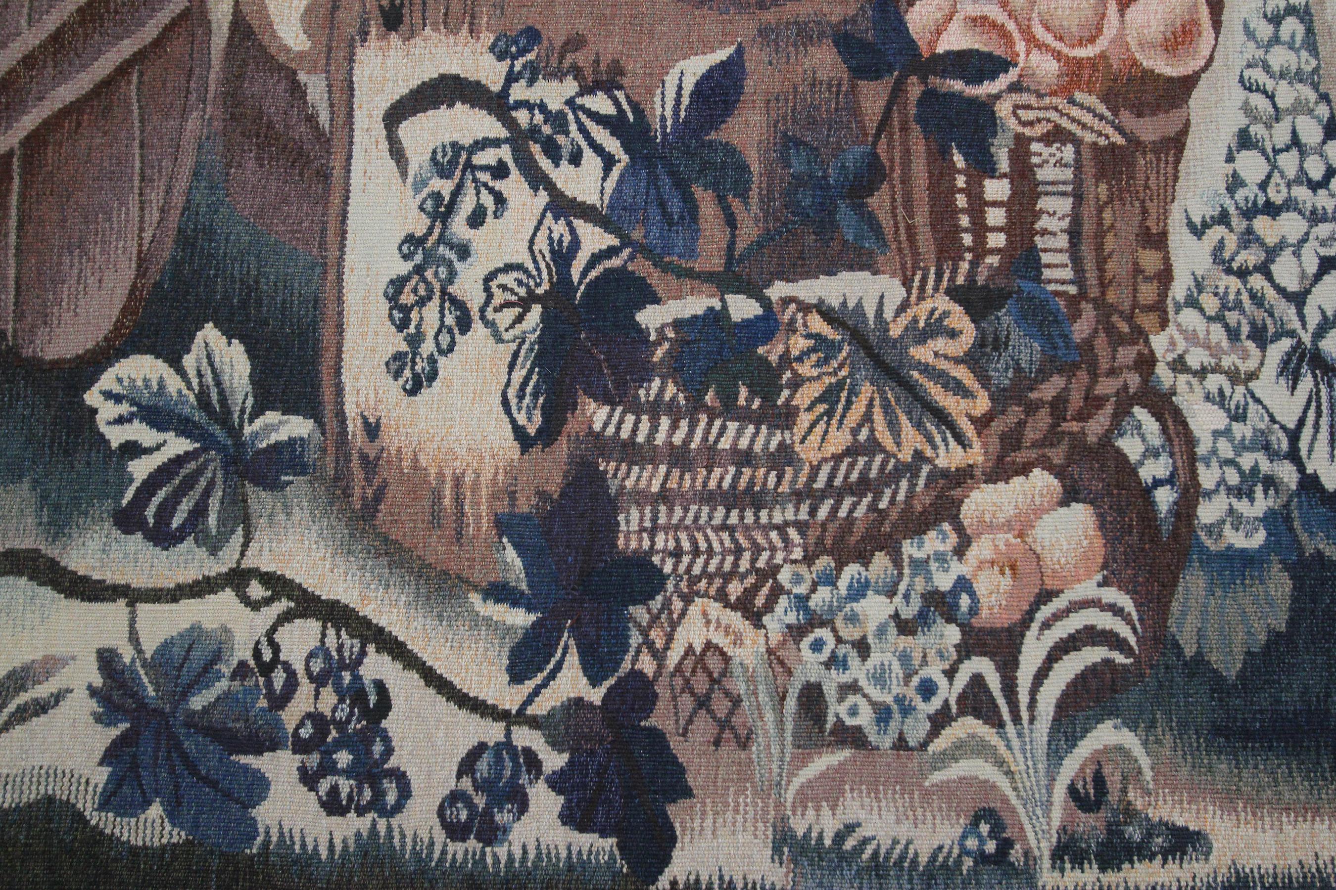 Feine Wolle & Seide Wandteppich Noahs Arche Vintage Handwoven Aubusson im Angebot 9