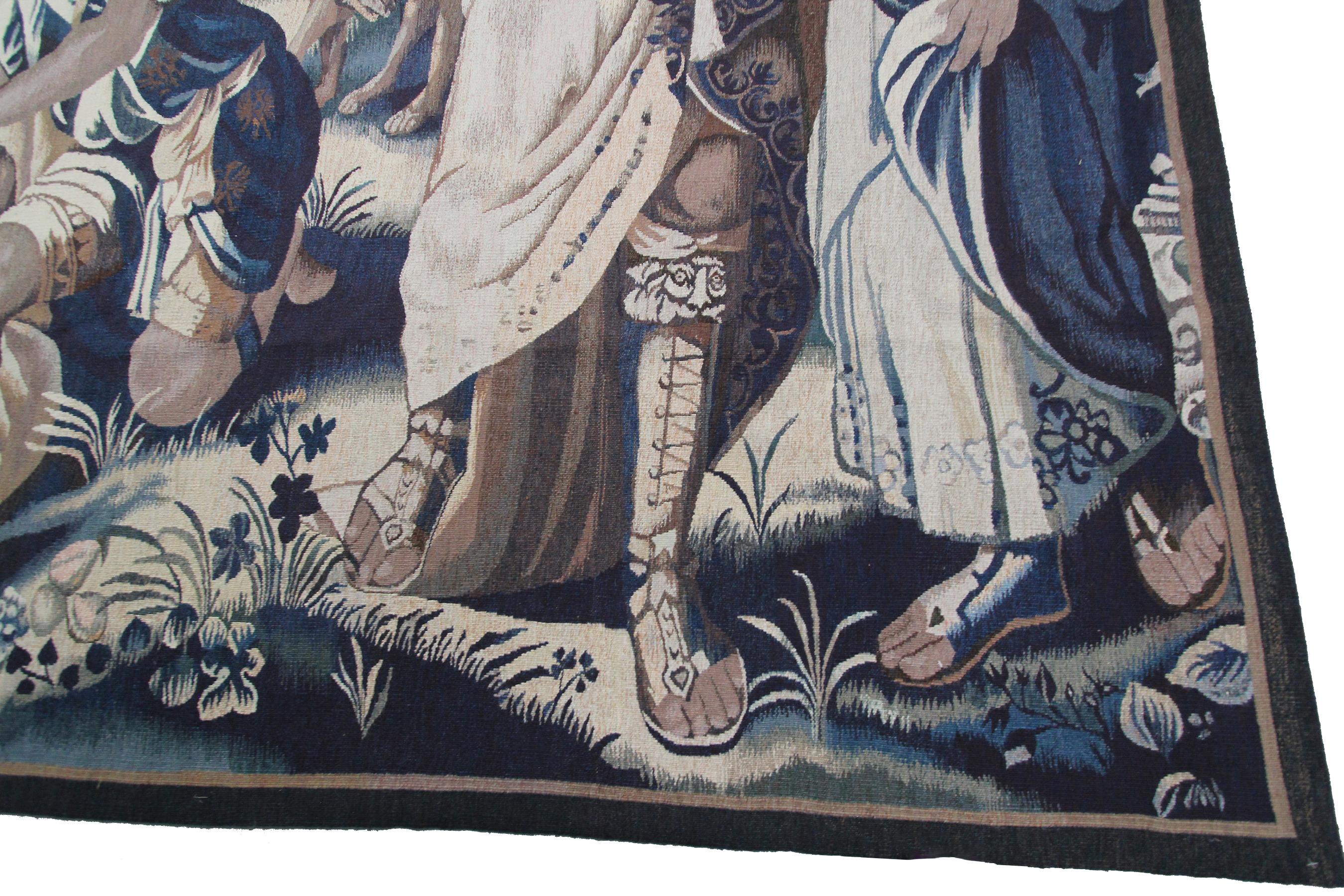 Fine Wool & Silk Tapestry Noahs Ark Vintage Handwoven Aubusson For Sale 11