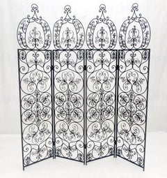 Fine Wrought Iron Scrolls Motif 4 panels Room Divider c1970s MINT