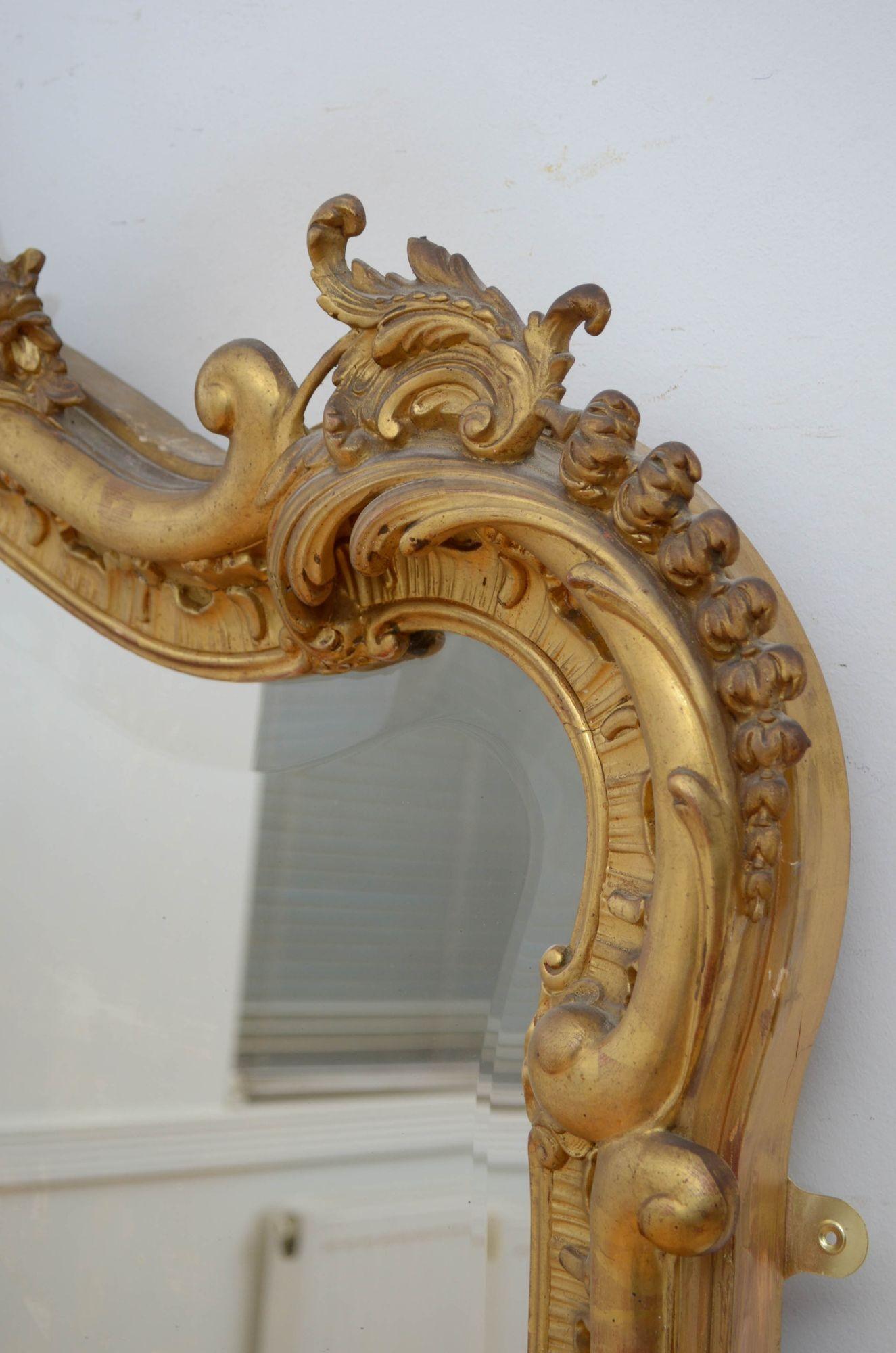 Fine XIXth Century Giltwood Mirror H163cm For Sale 5