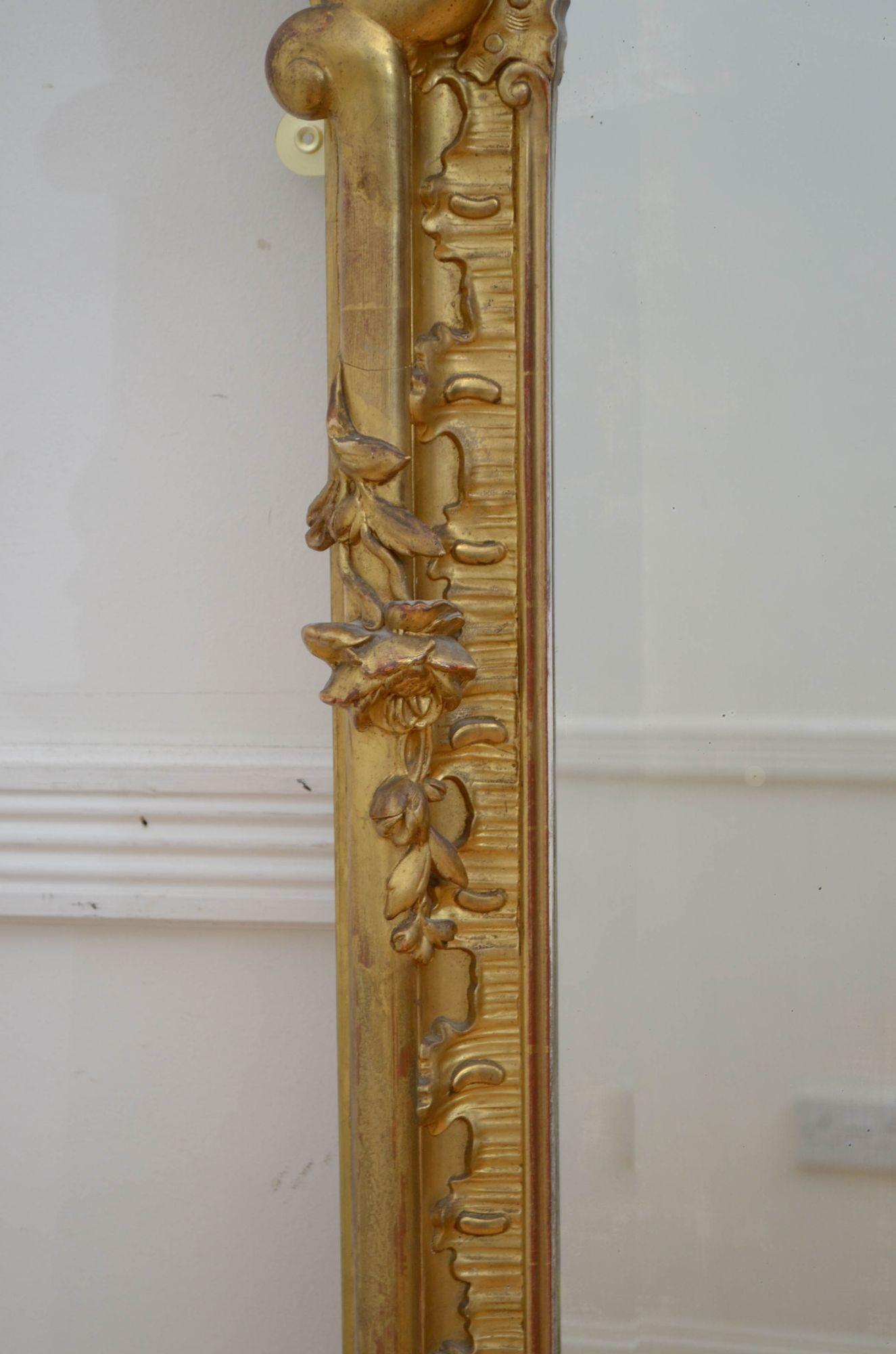 Gold Leaf Fine XIXth Century Giltwood Mirror H163cm For Sale