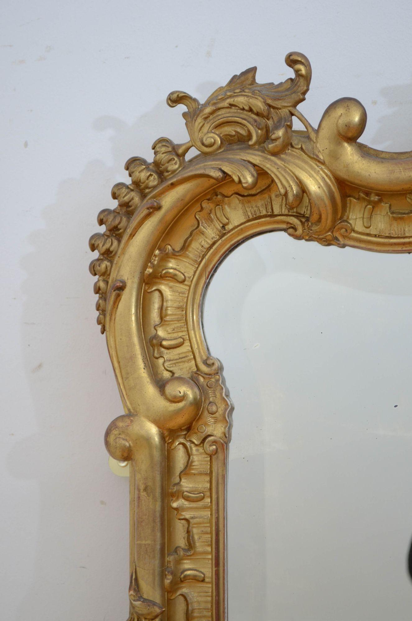 Fine XIXth Century Giltwood Mirror H163cm For Sale 1
