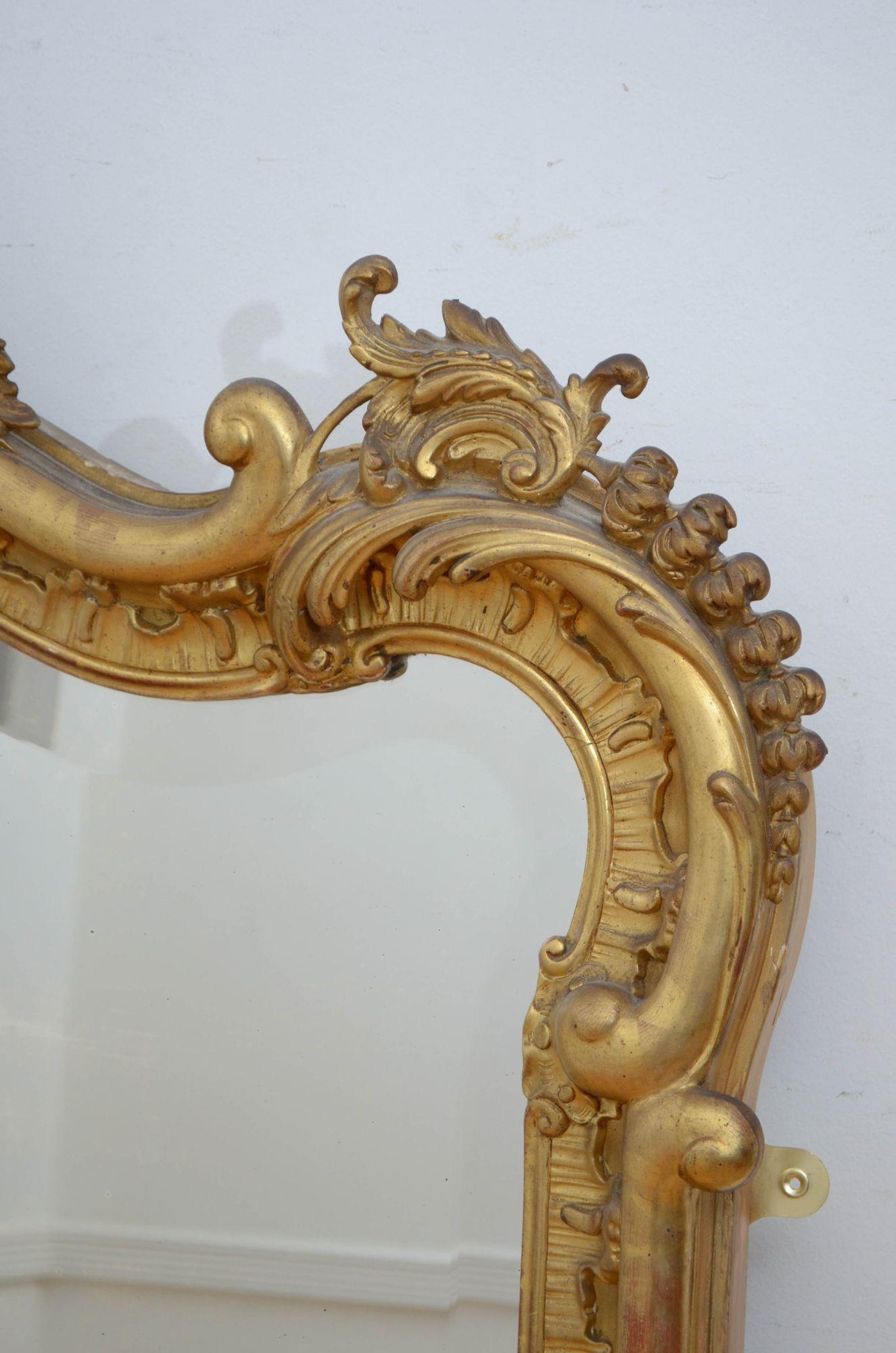 Fine XIXth Century Giltwood Mirror H163cm For Sale 3