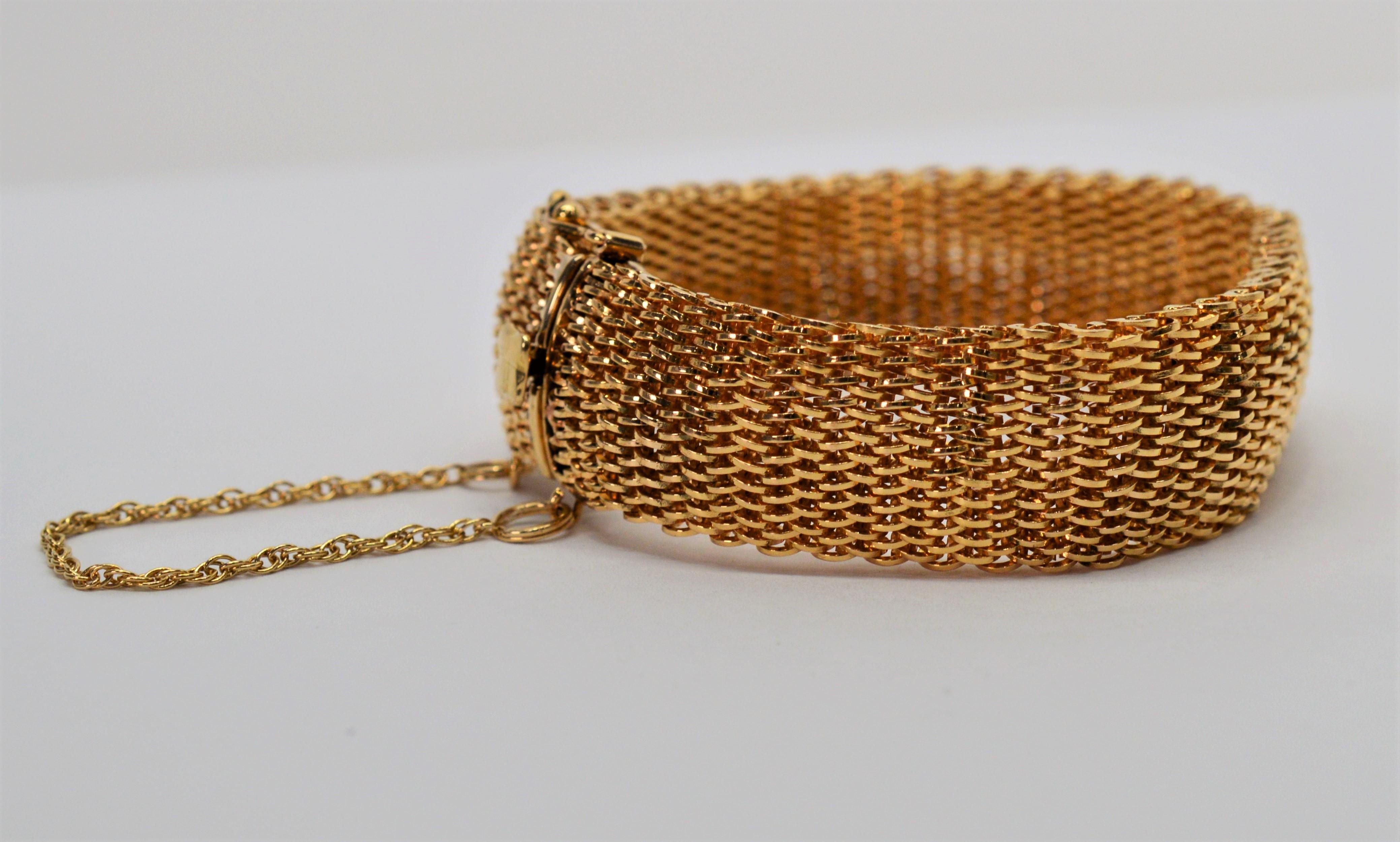 Bracelet rétro en maille d'or jaune 18 carats fin Excellent état - En vente à Mount Kisco, NY