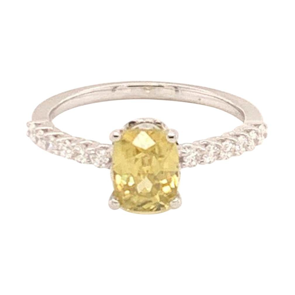Diamond Yellow Sapphire Ring 18k Gold 1.6 Ct Certified 