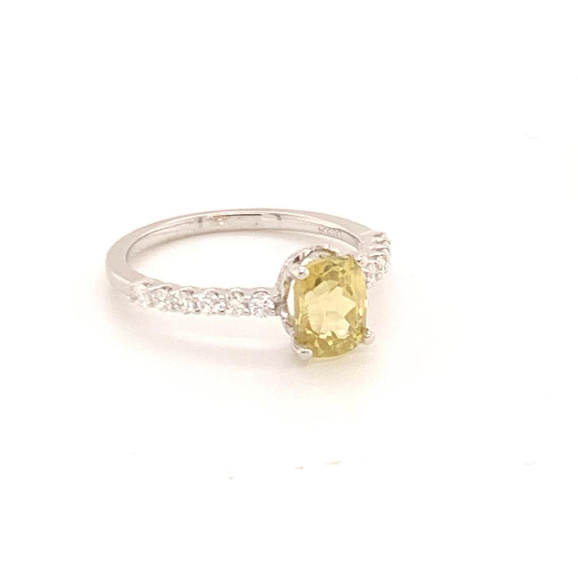 Cushion Cut Diamond Yellow Sapphire Ring 18k Gold 1.6 Ct Certified 