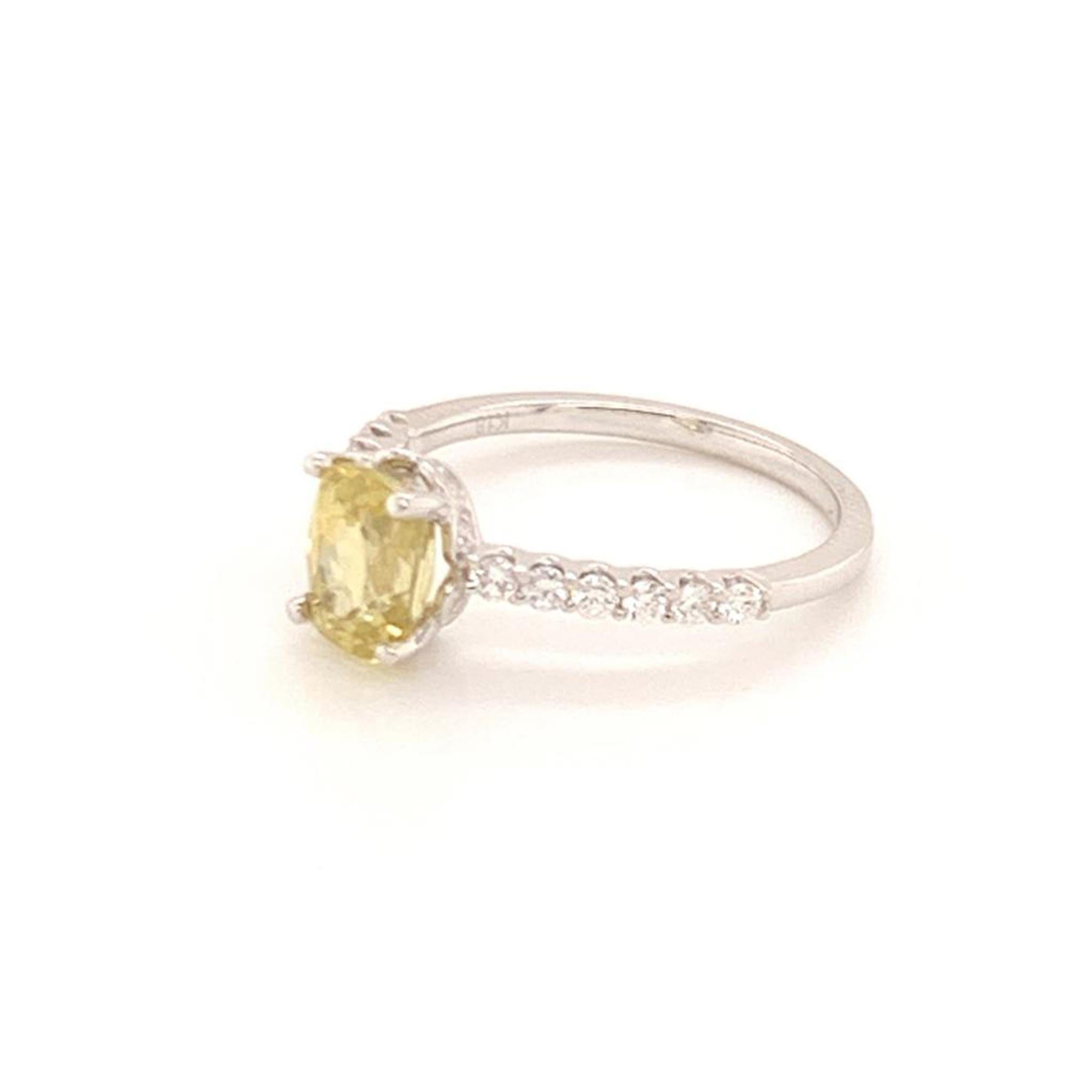 Diamond Yellow Sapphire Ring 18k Gold 1.6 Ct Certified  In New Condition In Brooklyn, NY