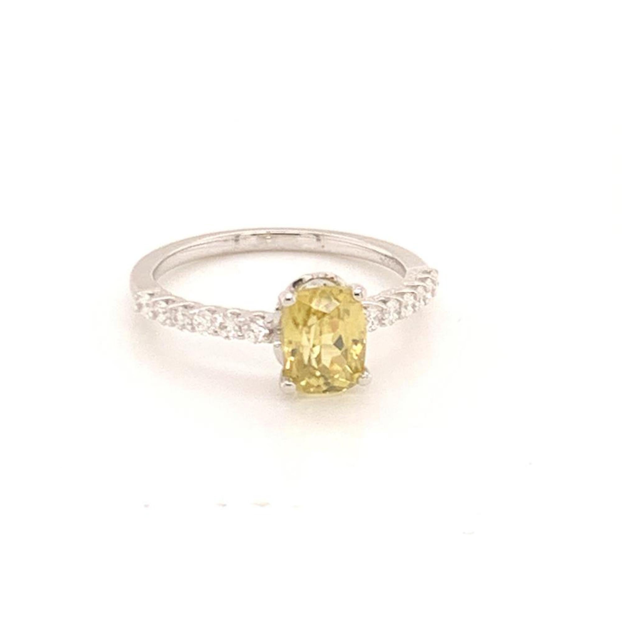 Women's Diamond Yellow Sapphire Ring 18k Gold 1.6 Ct Certified 