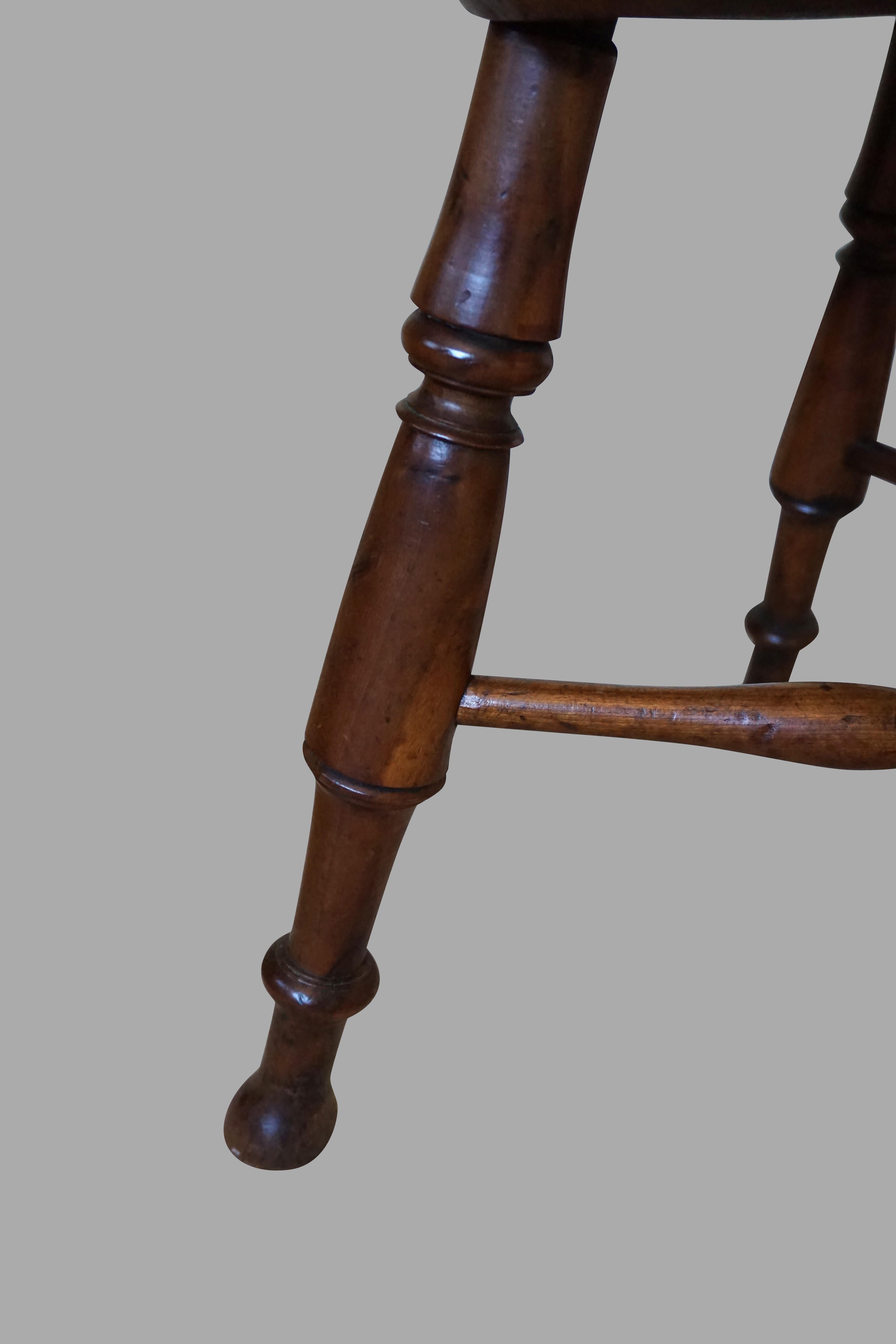English Yew Wood Narrow Arm High Back Windsor Chair 3