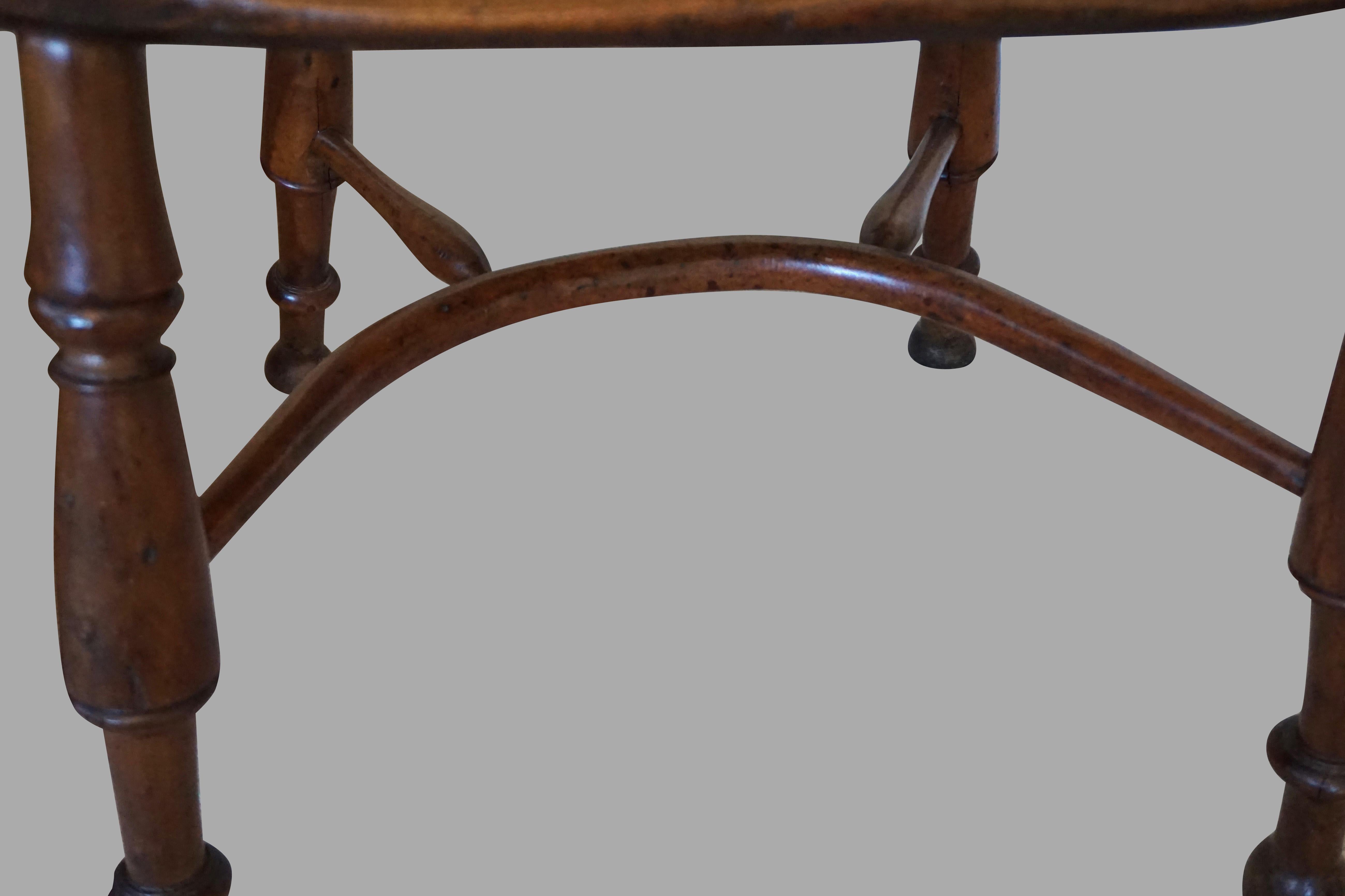 English Yew Wood Narrow Arm High Back Windsor Chair 4