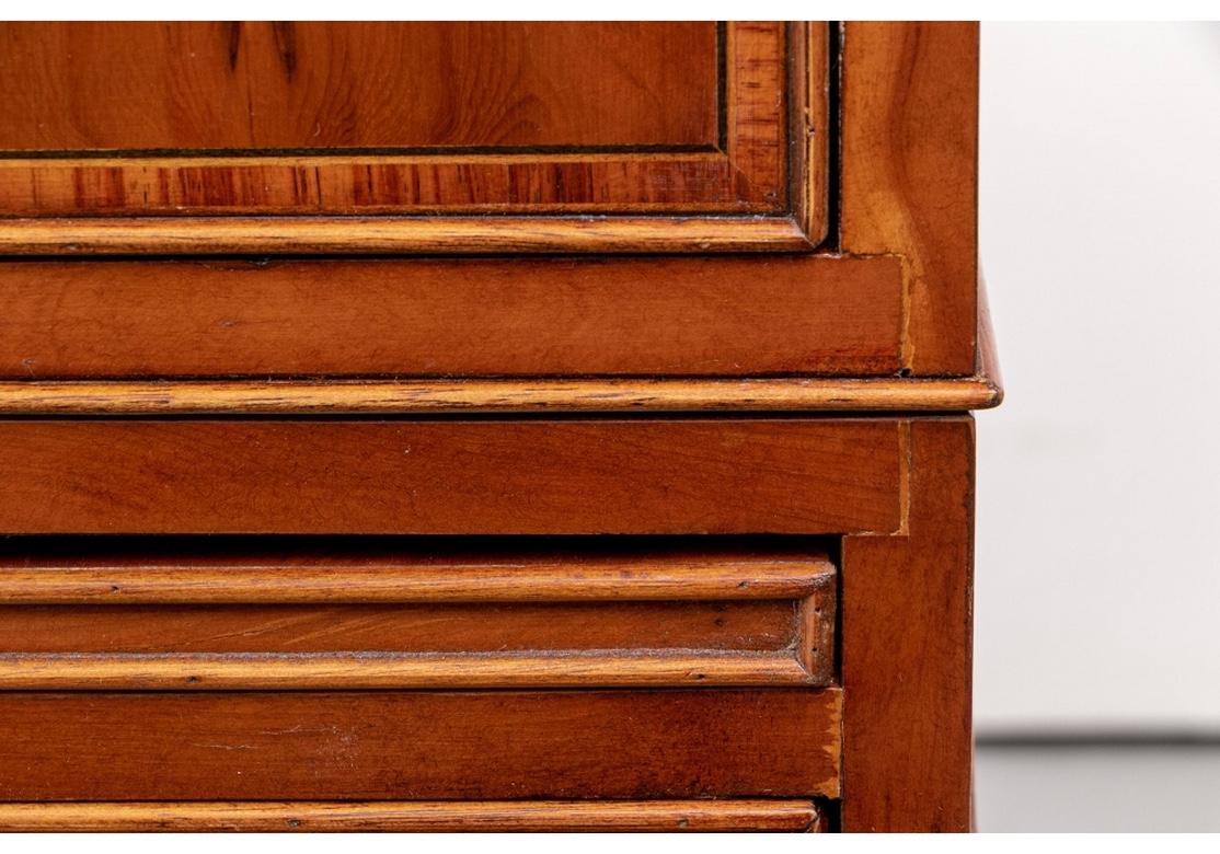 Fine Yew Wood Wood Gilt-Embossed Leather Top Desk In Good Condition For Sale In Bridgeport, CT