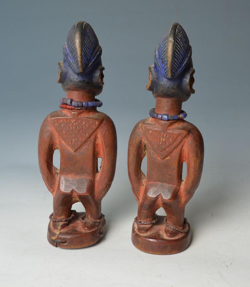 Hand-Carved Fine Yoruba Ibeji Pair Abeokuta African Tribal Art Primitiv Africain