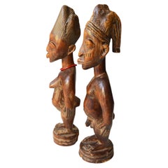 Fine Yoruba Ibeji Pair Igbuke Oyo African Tribal Art