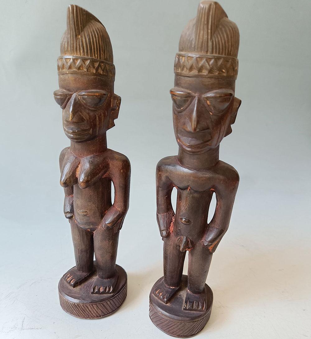 Fino Par Ibeji Yoruba Ilorrin  Arte Tribal Africano Nigeriano en venta