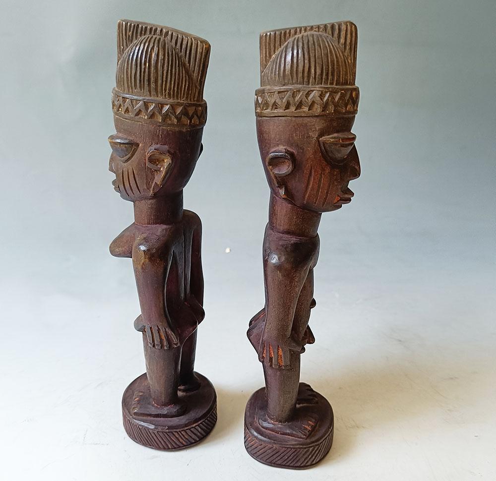 Fino Par Ibeji Yoruba Ilorrin  Arte Tribal Africano Tallado a mano en venta