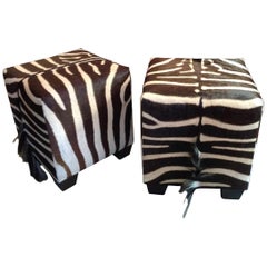 Vintage Fine Zebra Ottomans