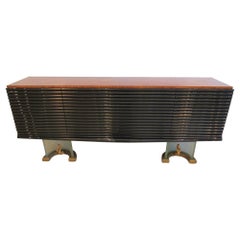 Fine Zebrawood, Laquer, Glass & Bronze Sideboard/Credenza, Osvaldo Borsani