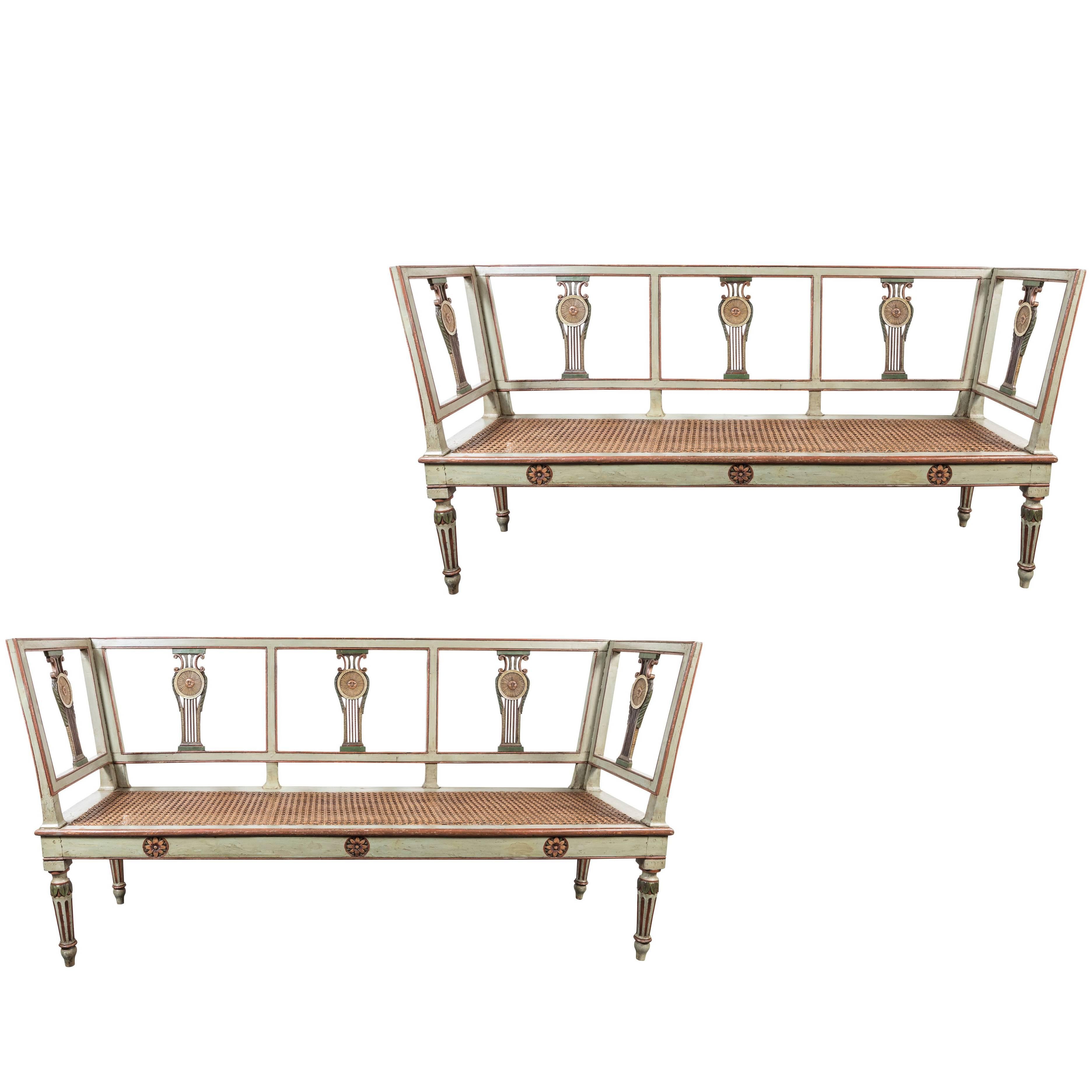 Fine, Mid-19th Century, Italian, Painted Benches