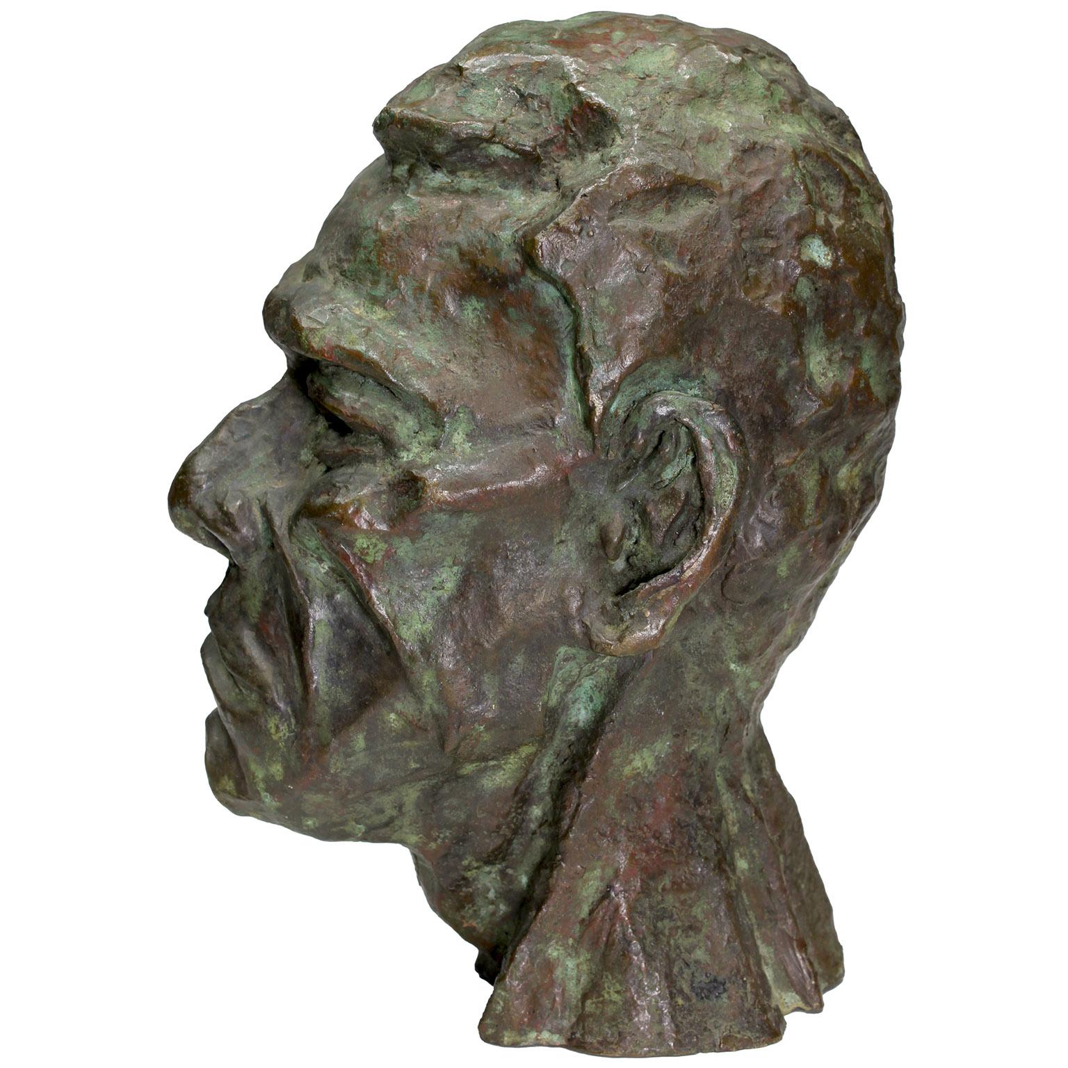 Aesthetic Movement Fine Bronze Bust of a Man in Manner of Sir Jacob Epstein (British 1880-1959) For Sale