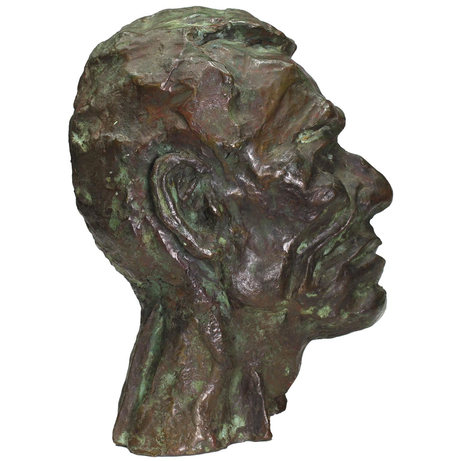 Patinated Fine Bronze Bust of a Man in Manner of Sir Jacob Epstein (British 1880-1959) For Sale