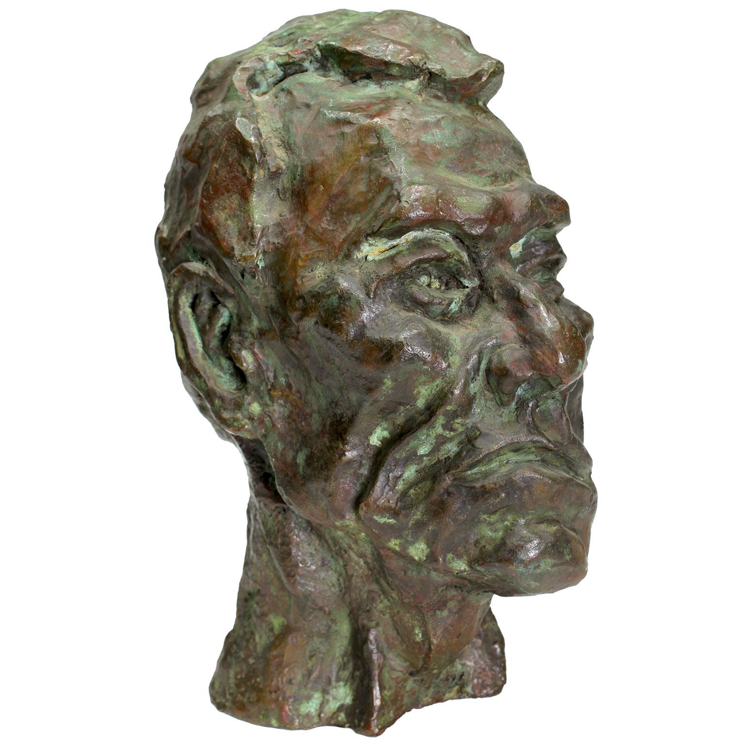 Fine Bronze Bust of a Man in Manner of Sir Jacob Epstein (British 1880-1959) In Good Condition For Sale In Los Angeles, CA