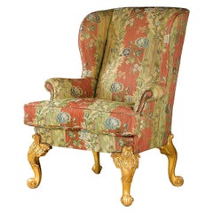 Finely Carved 19th Century Giltwood Wing Chair