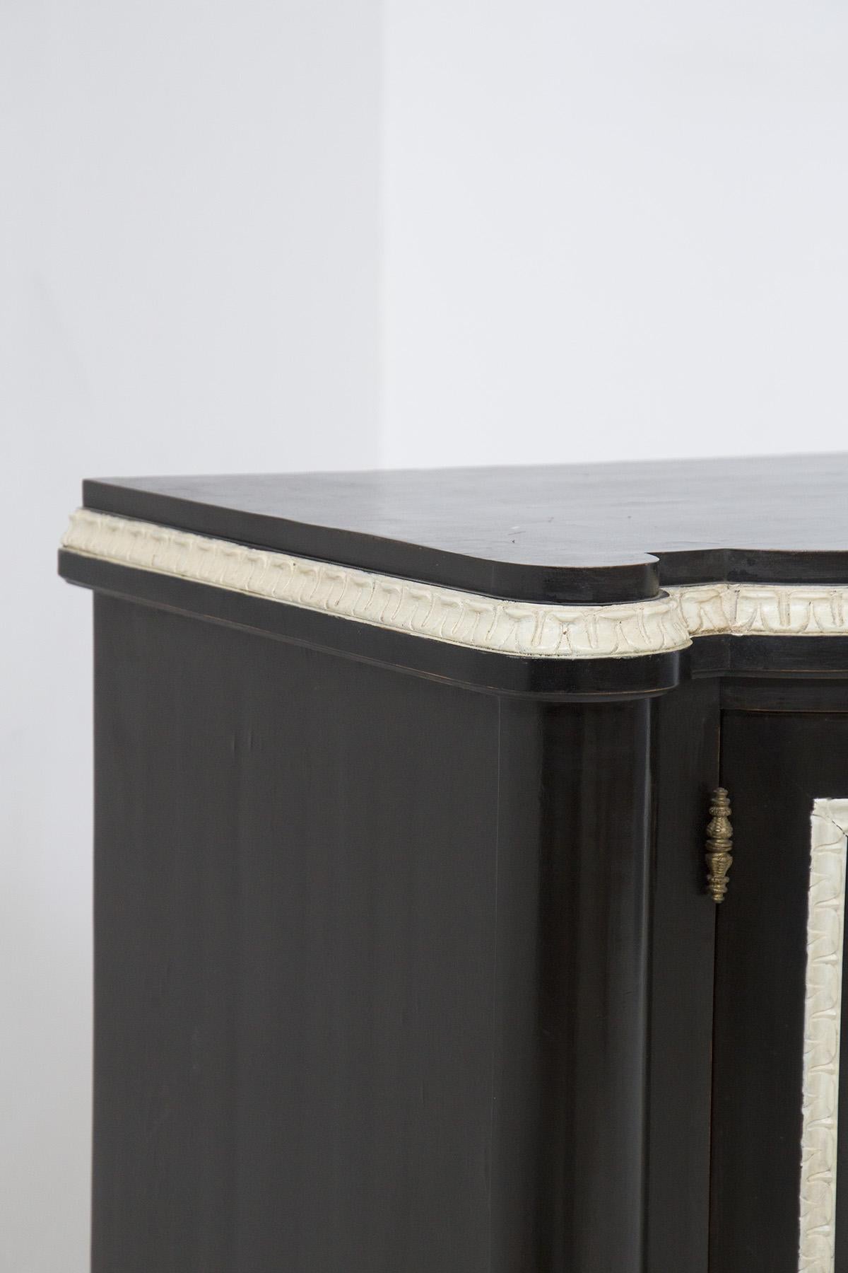 Neoclassical Finely Carved and Ebonized Greek-Style Cabinet