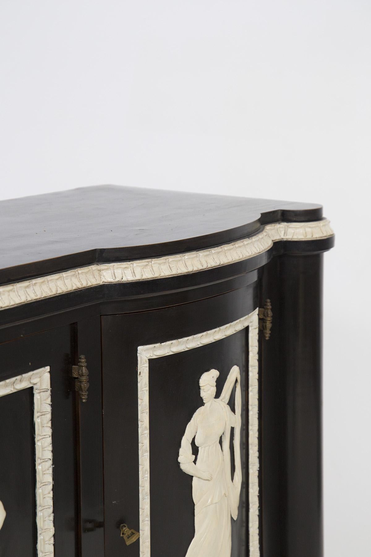 Finely Carved and Ebonized Greek-Style Cabinet In Good Condition In Milano, IT