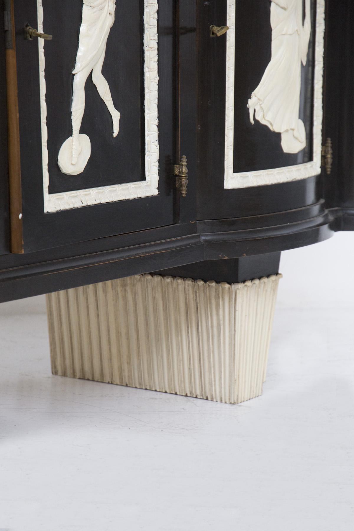 Finely Carved and Ebonized Greek-Style Cabinet 2