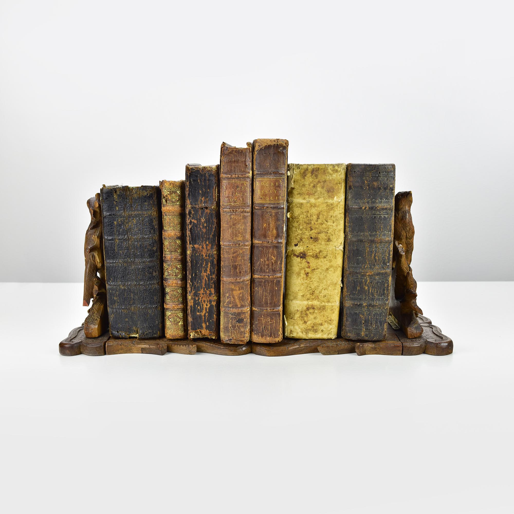 Finely Carved Antique Black Forest Extendible Bookends with Pheasants Brienz 5