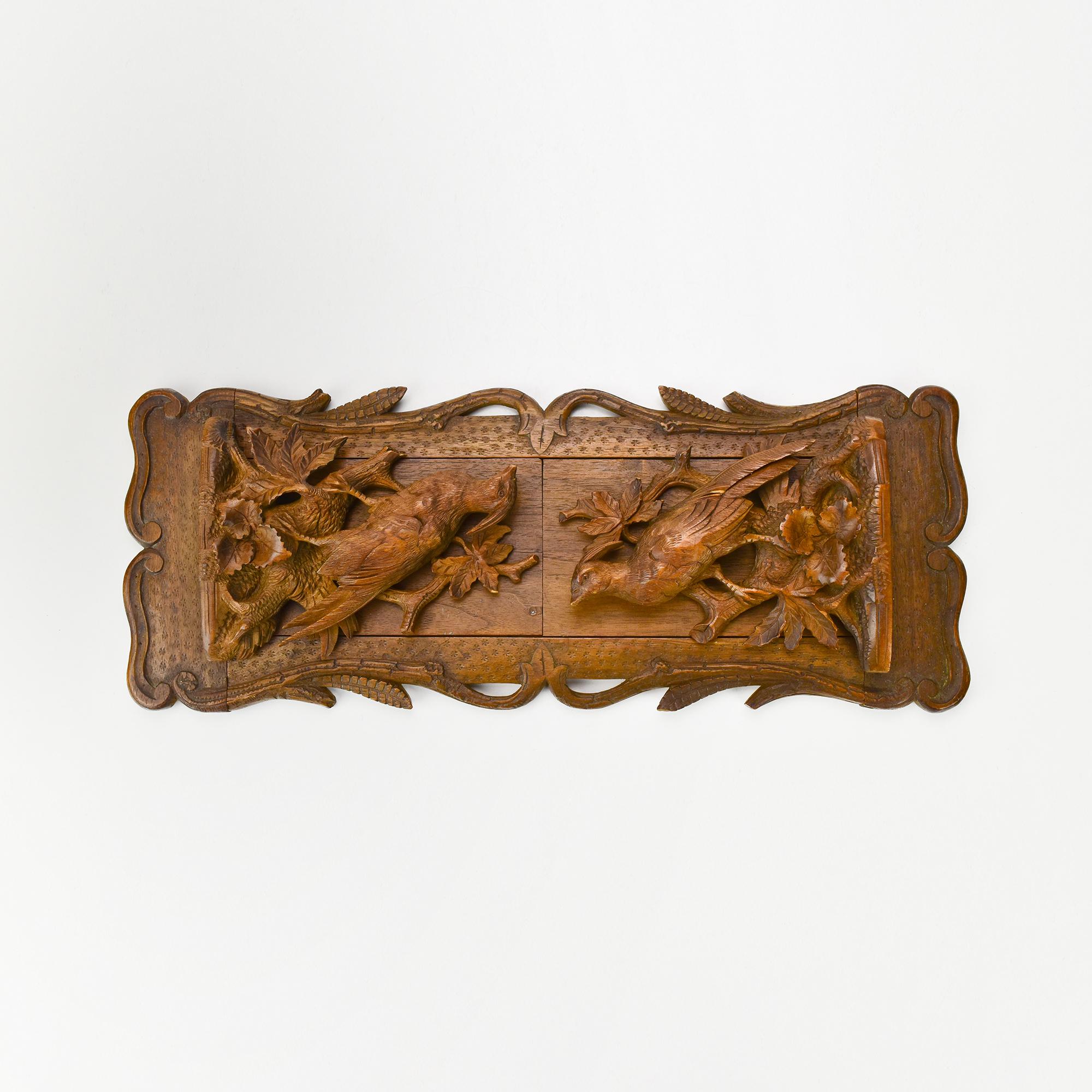 German Finely Carved Antique Black Forest Extendible Bookends with Pheasants Brienz