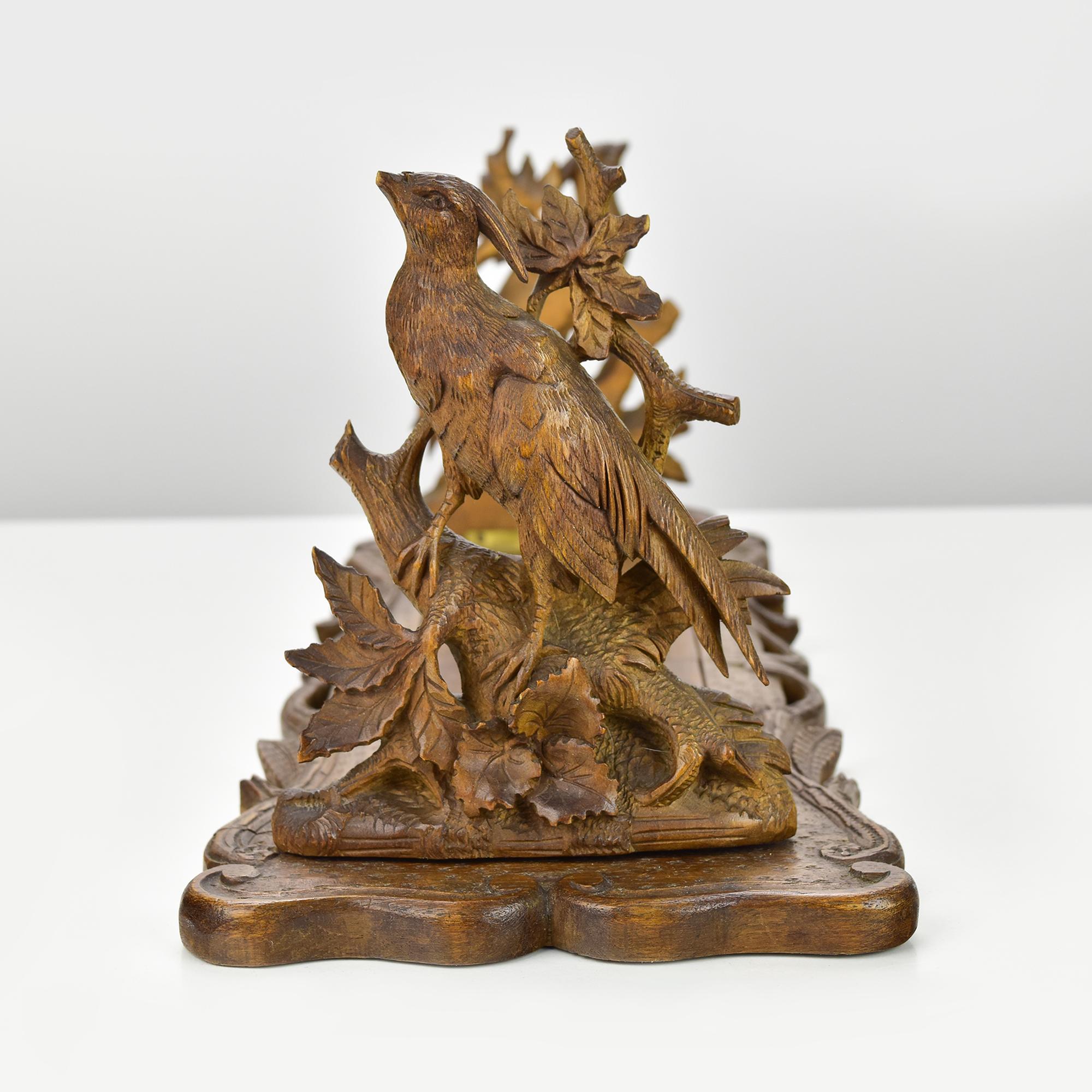 Wood Finely Carved Antique Black Forest Extendible Bookends with Pheasants Brienz