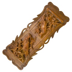 Finely Carved Antique Black Forest Extendible Bookends with Pheasants Brienz