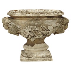 Finely Carved Antique Limestone Jardiniere Planter from France, Circa 1800