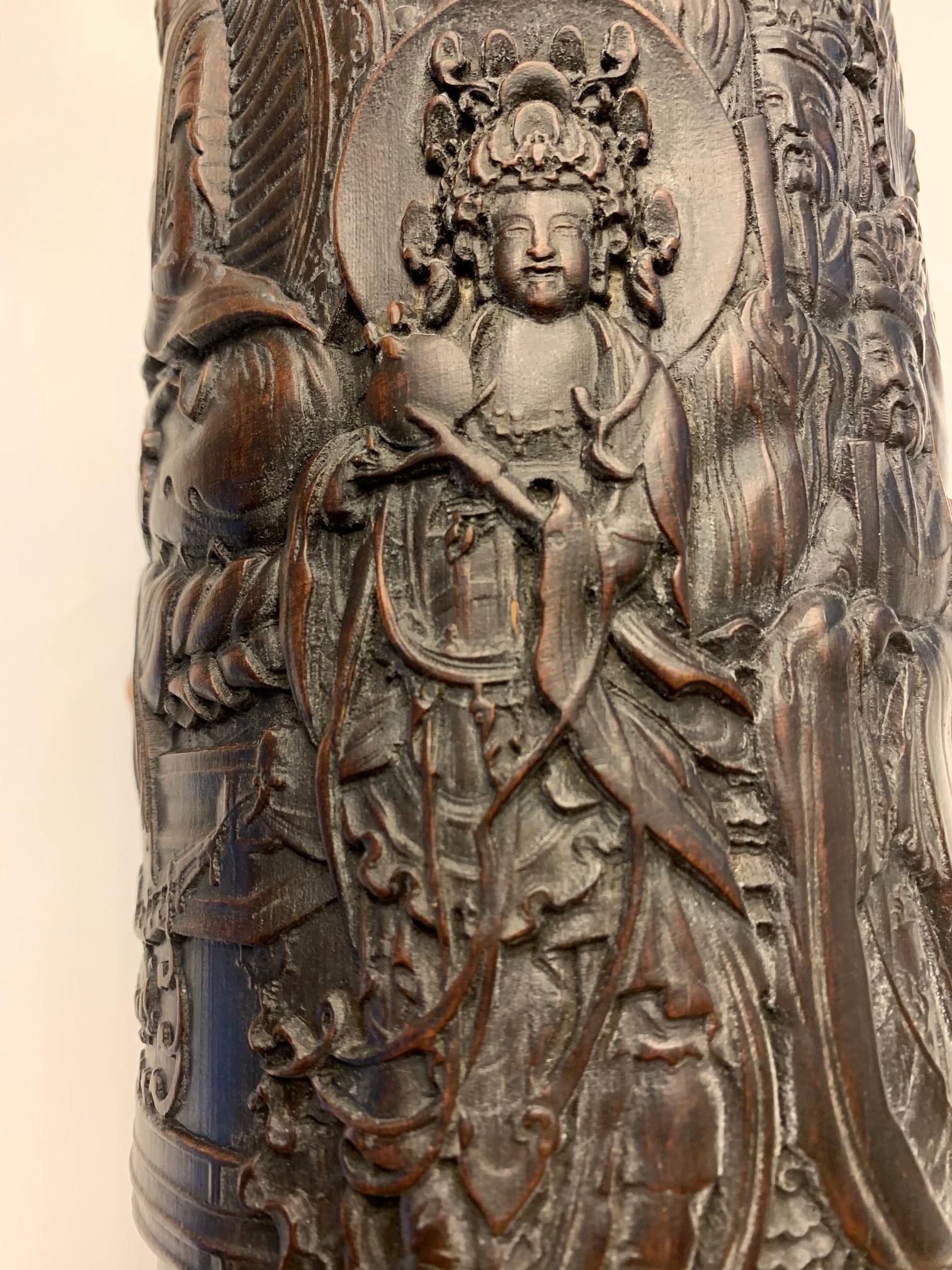 Finely Carved Chinese Brush Holder Pot For Sale 1