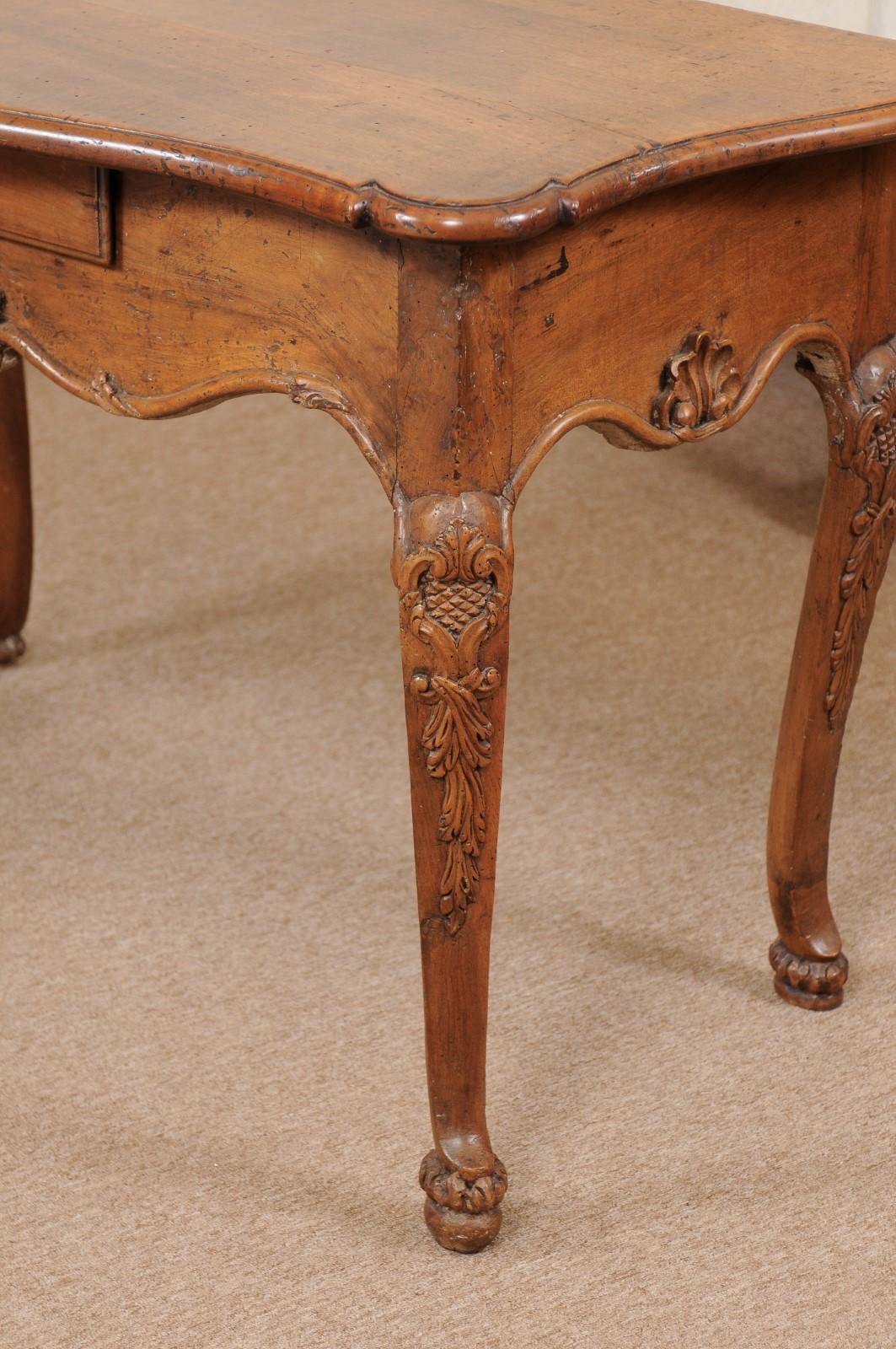 Finely Carved Early 18th Century Italian Rococo Walnut Console with Drawer 13