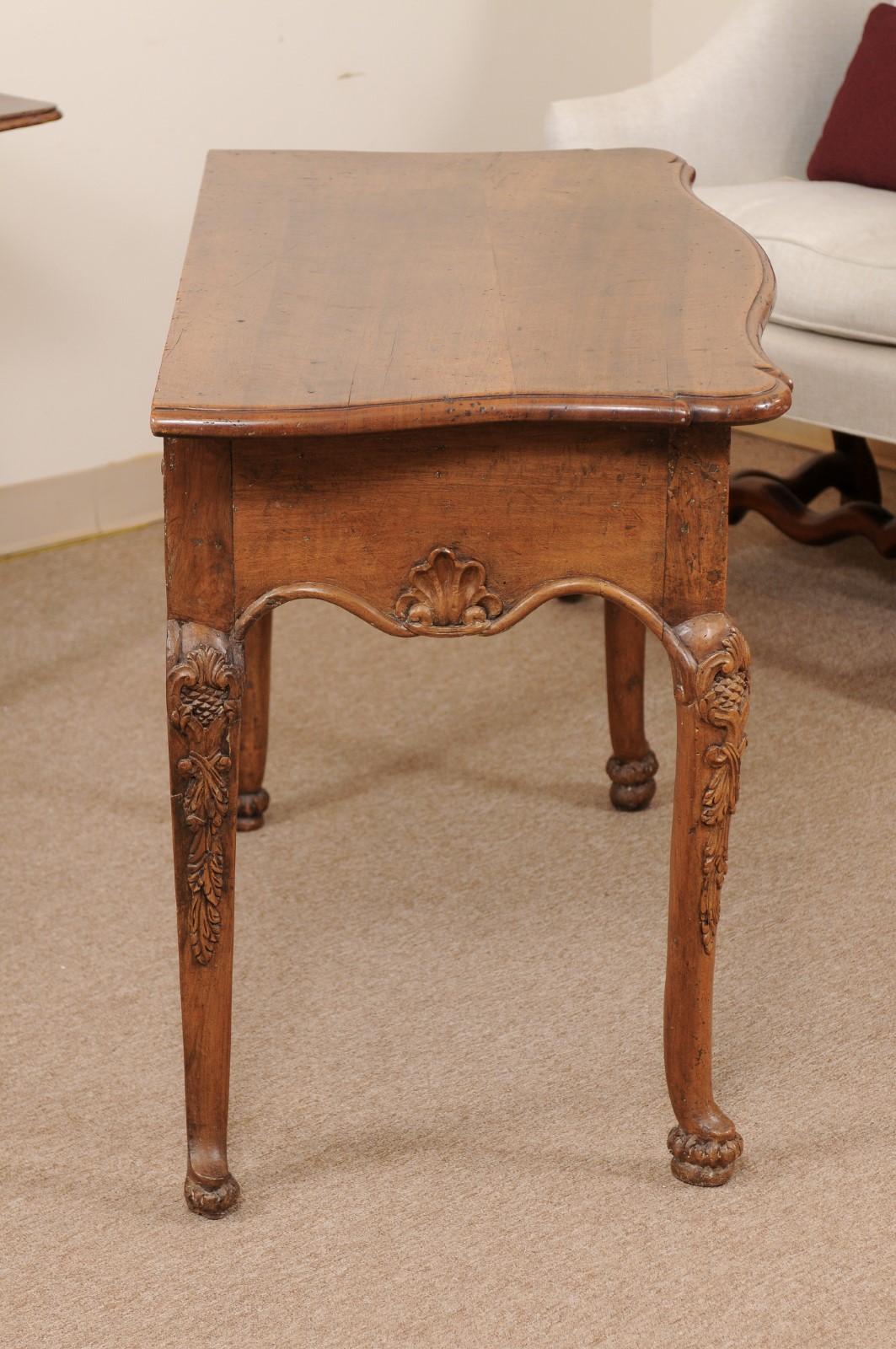 Finely Carved Early 18th Century Italian Rococo Walnut Console with Drawer 6