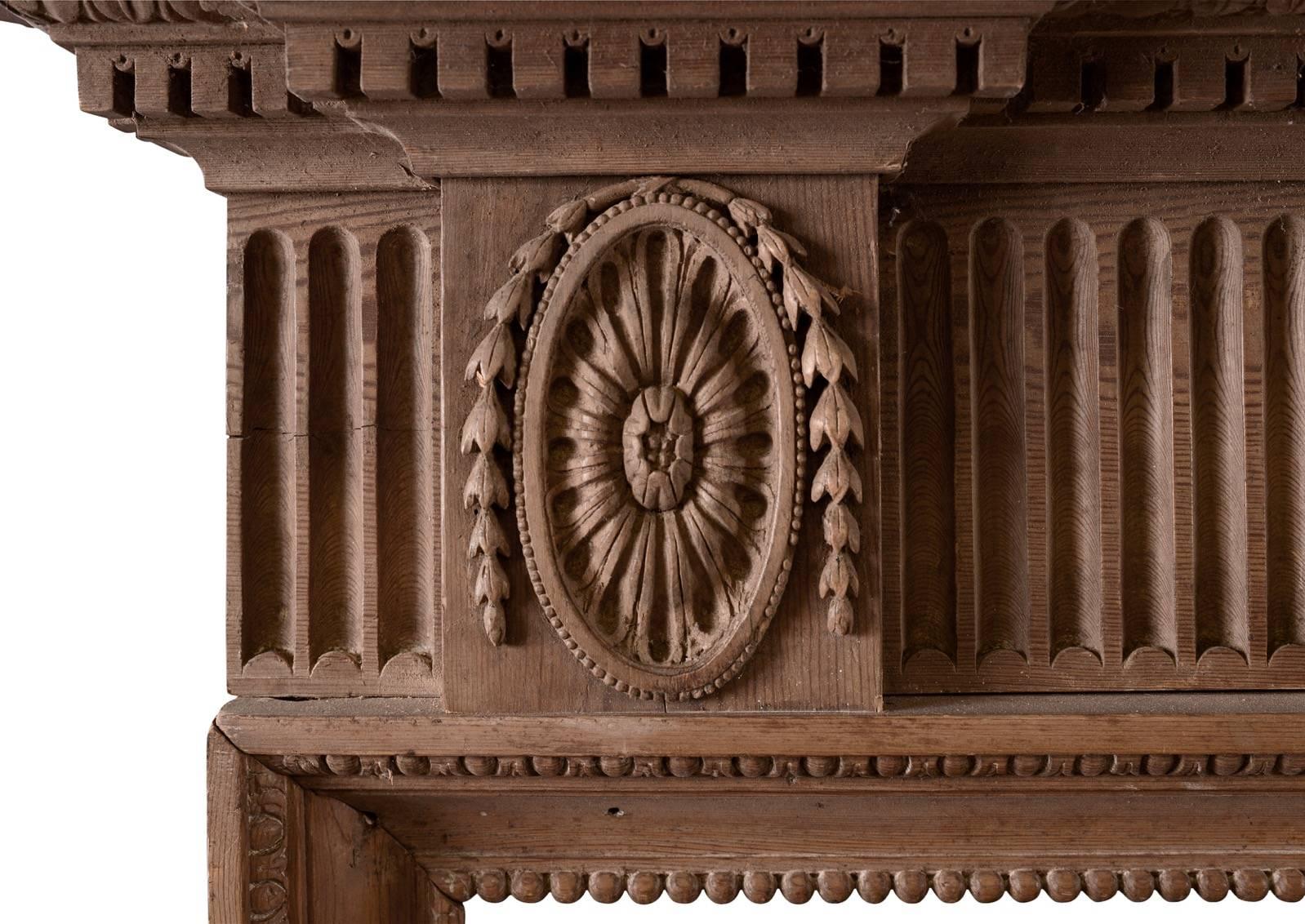 Georgian Finely Carved English Wood Fireplace