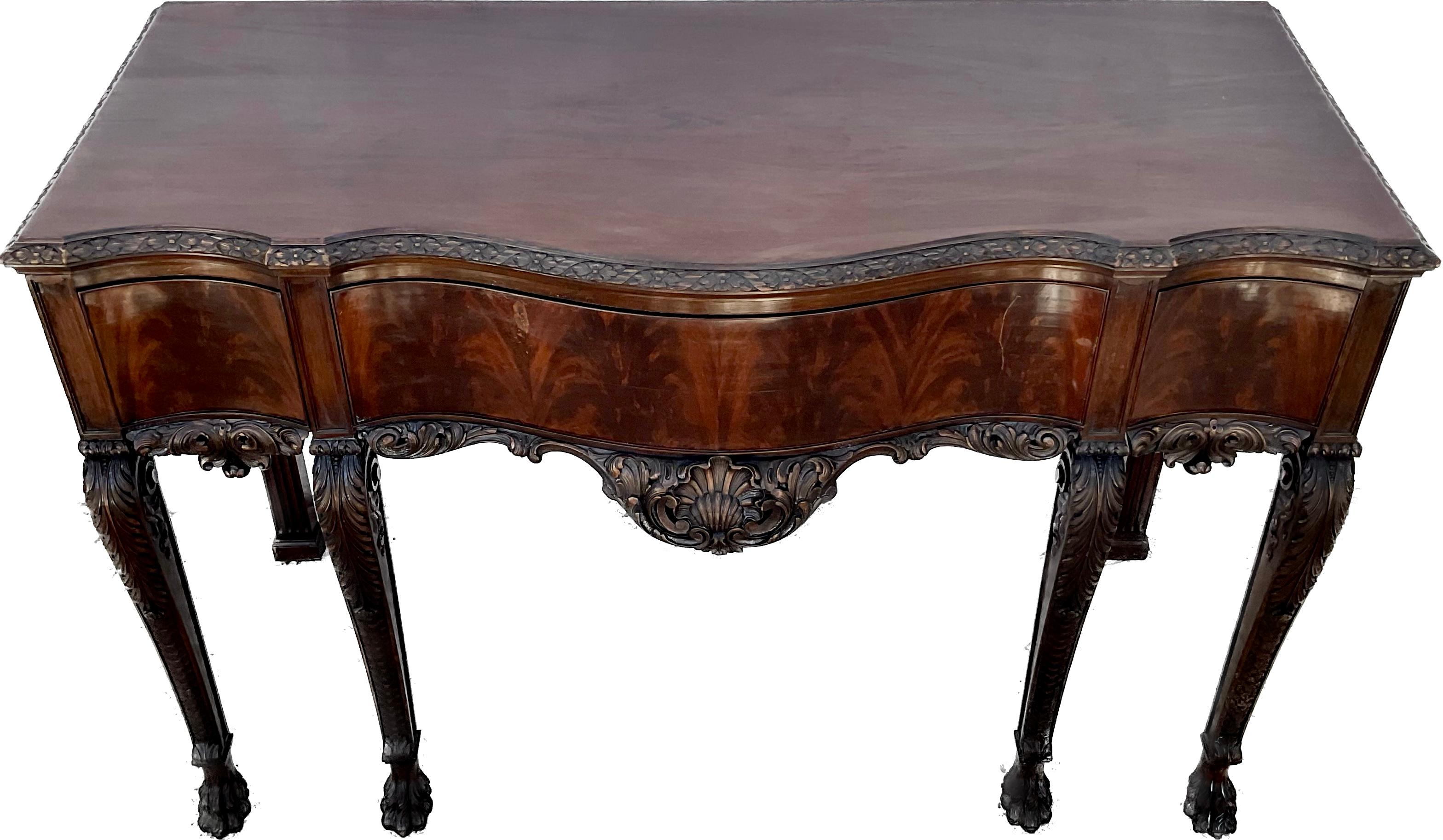 Finely Carved George III Style Mahogany Serving Table For Sale 3