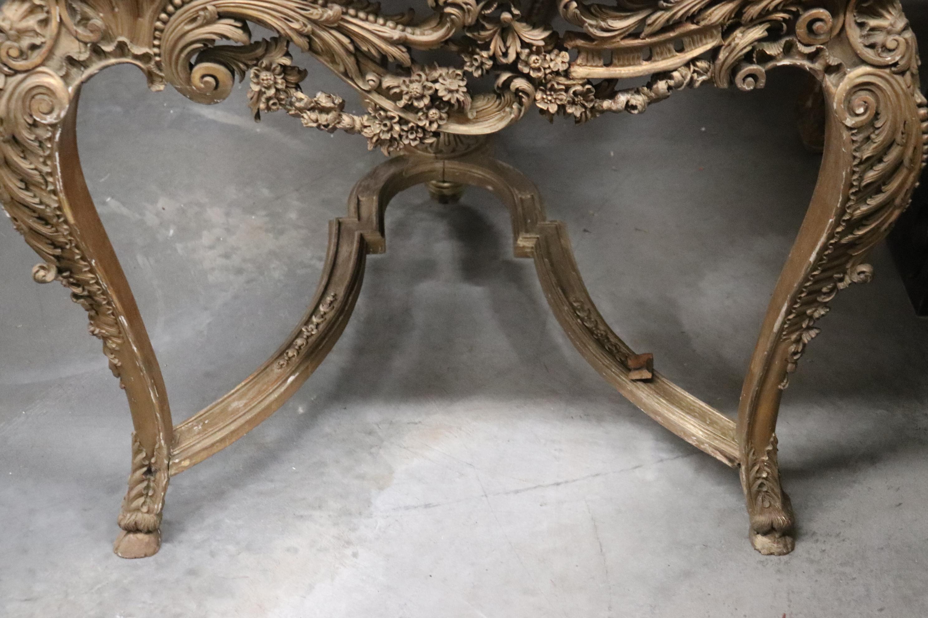 Finely Carved Gilded French Verdi Green Marble Louis XV Center Table circa 1890s For Sale 8