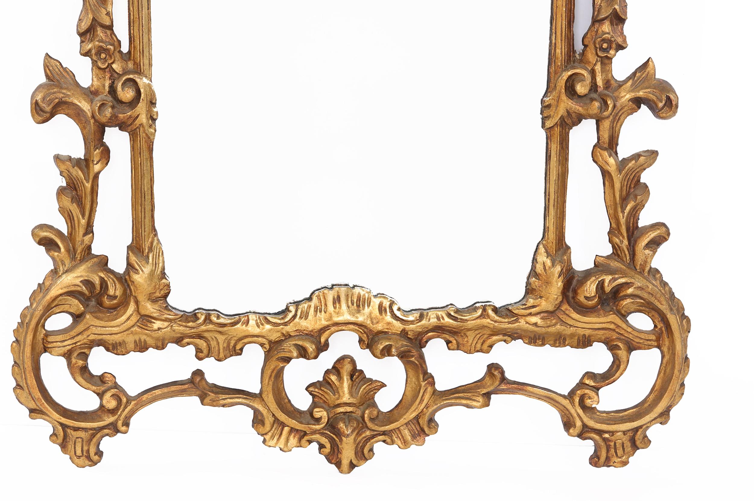 European Finely Carved Giltwood Framed Hanging Wall Mirror For Sale