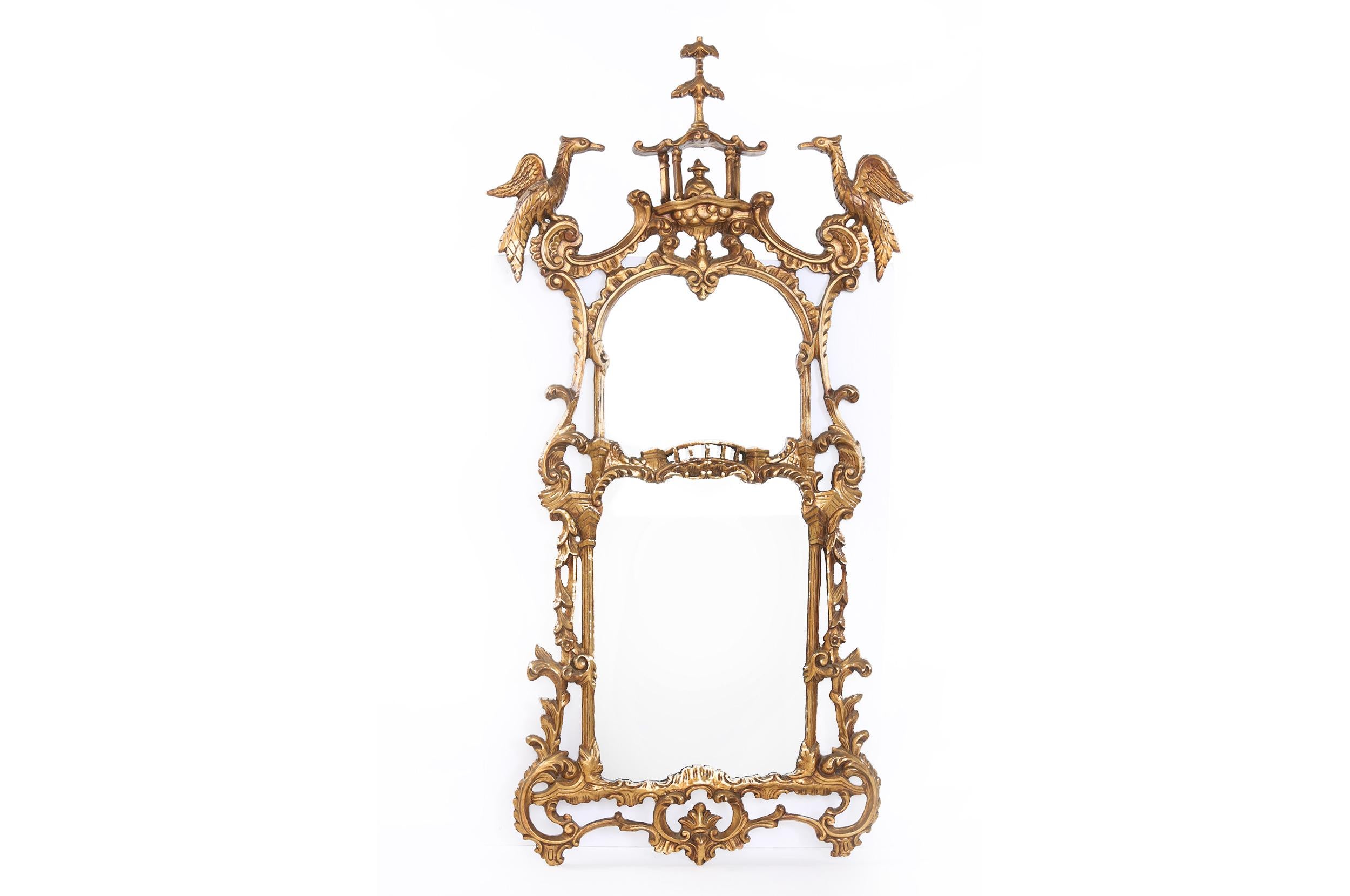 Finely Carved Giltwood Framed Hanging Wall Mirror For Sale 4