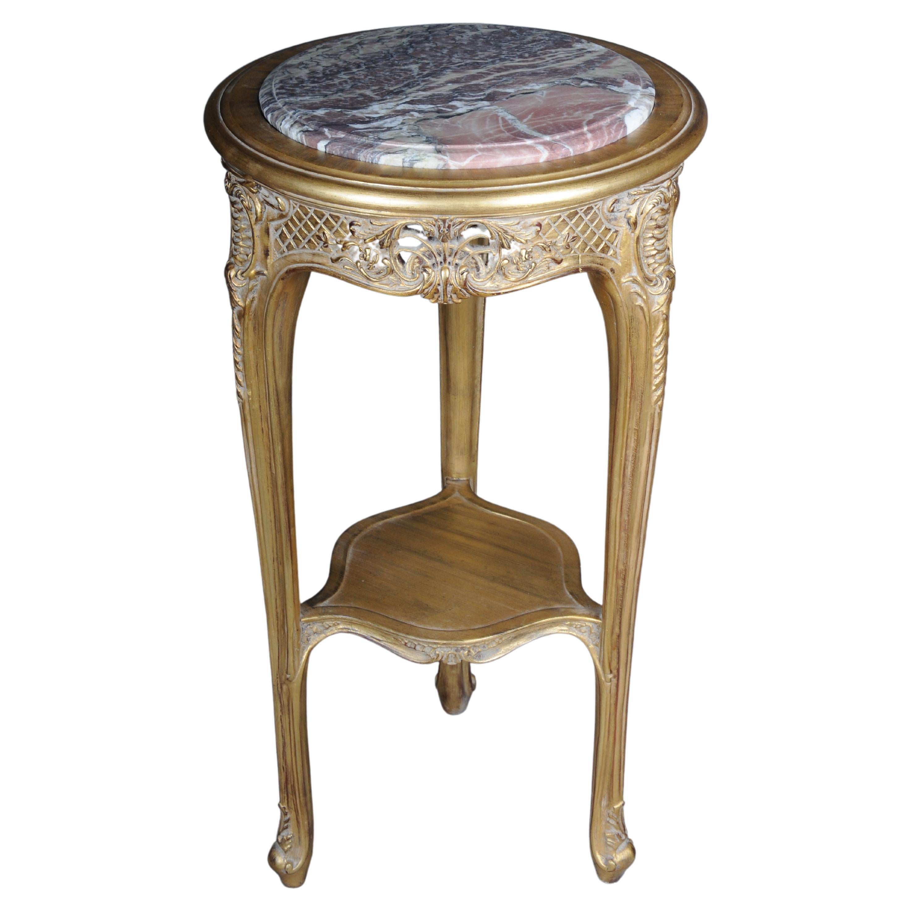 Finely carved gold side table with marble top, Louis XV For Sale