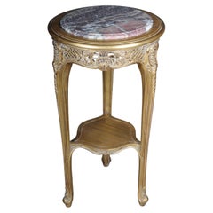 Finely carved gold side table with marble top, Louis XV