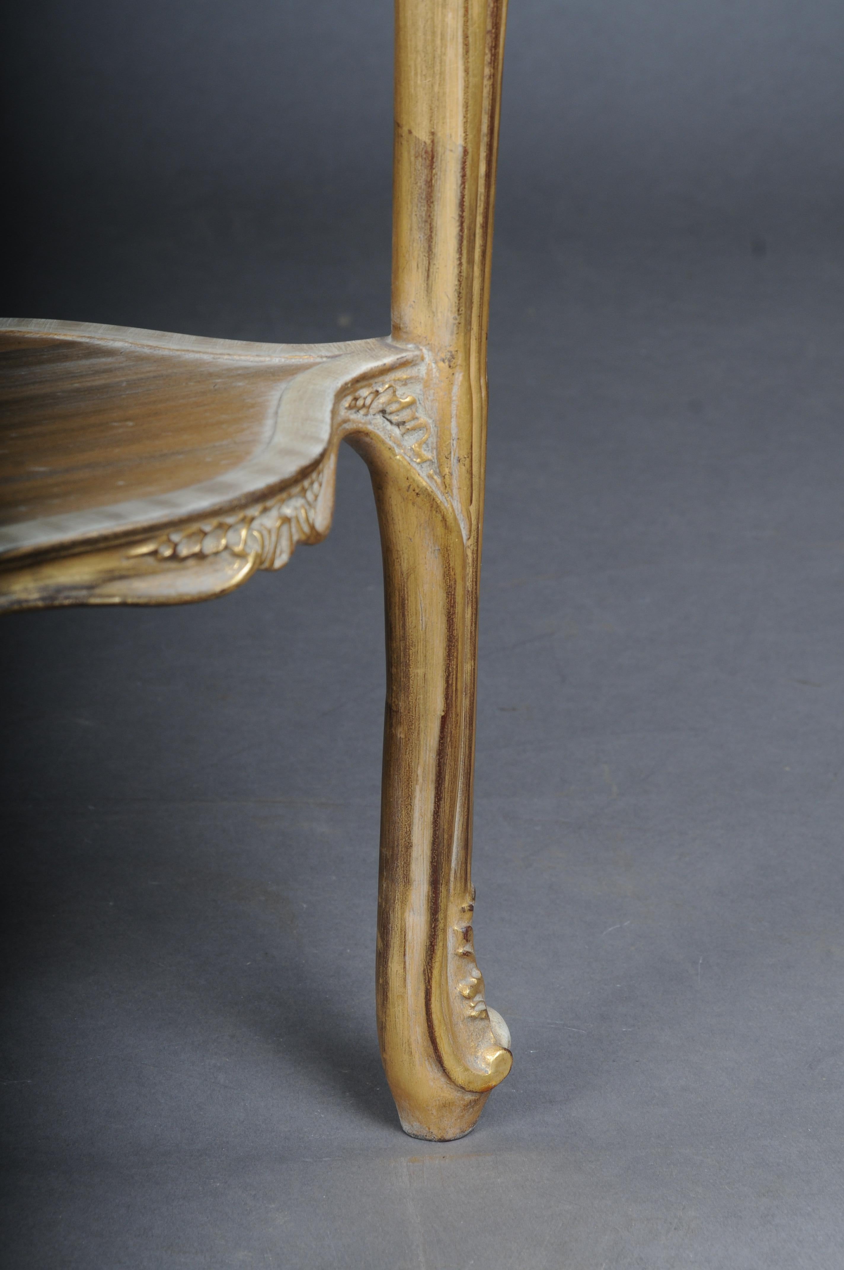 Marble Finely carved gold side table with marble top, Louis XV white/gold For Sale