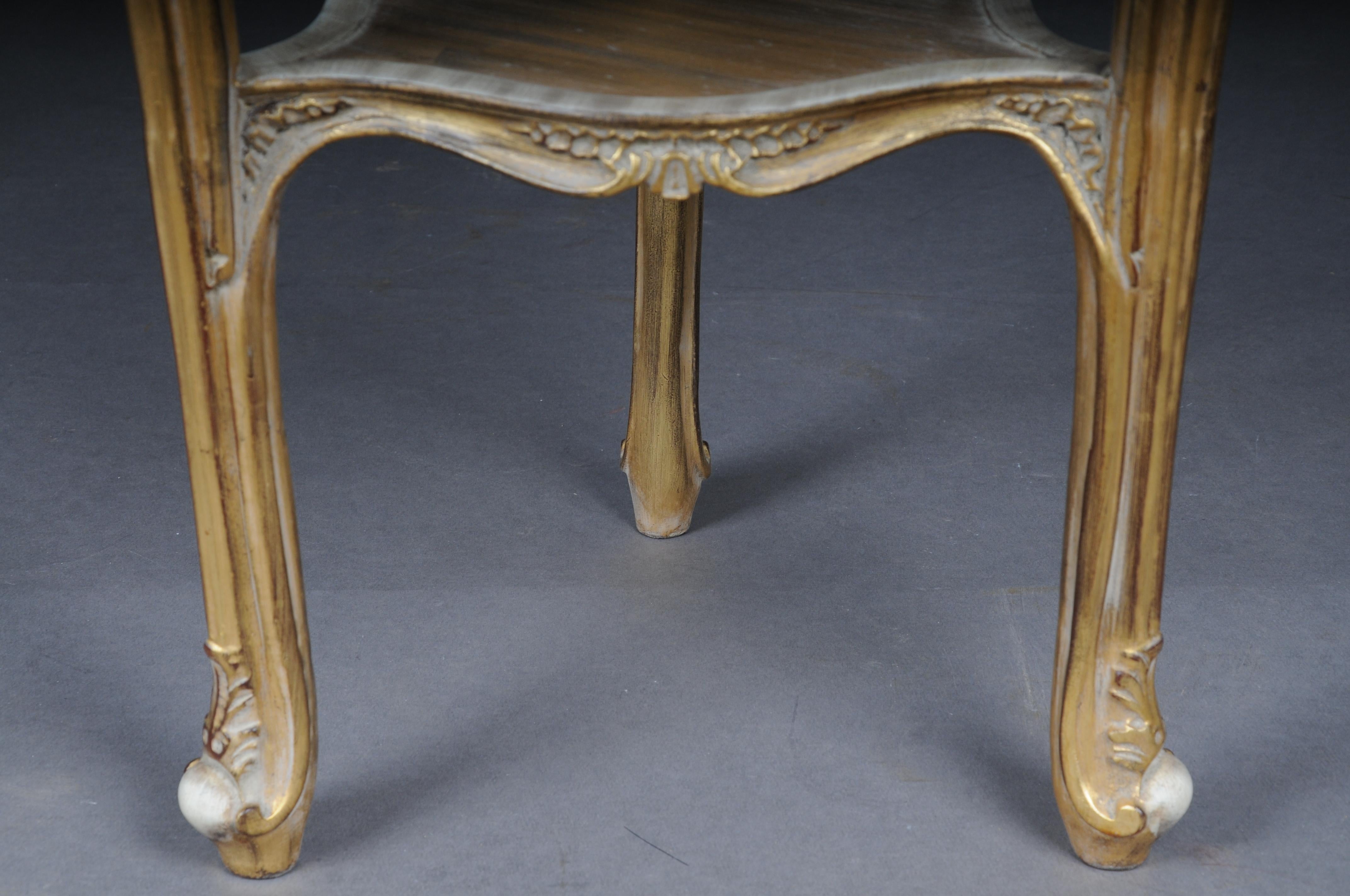 Louis XIV Finely carved gold side table with marble top, Louis XV white/gold For Sale